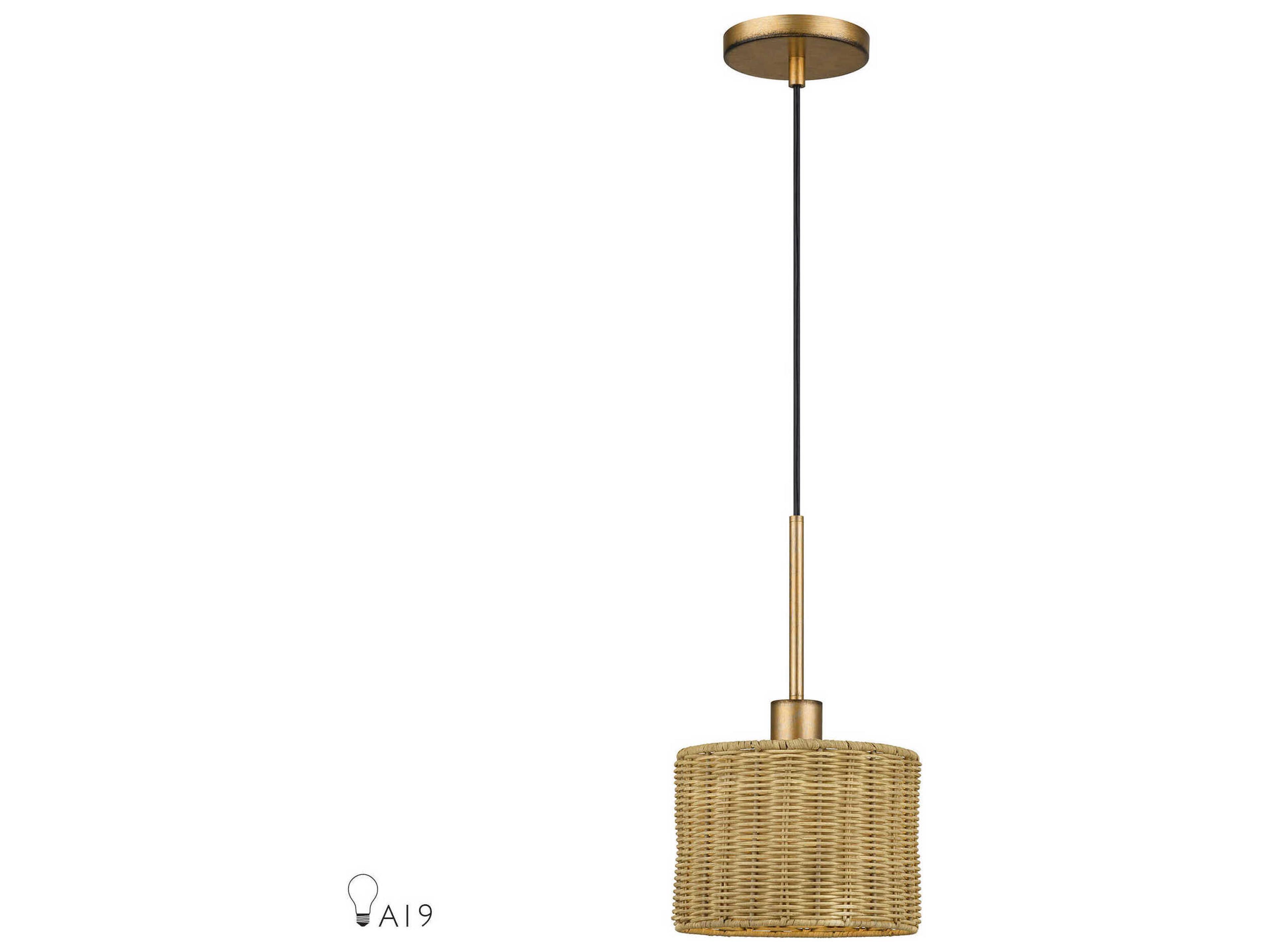 Livex Lighting Weavington 1-Light Antique Gold Leaf Drum Mini Pendant