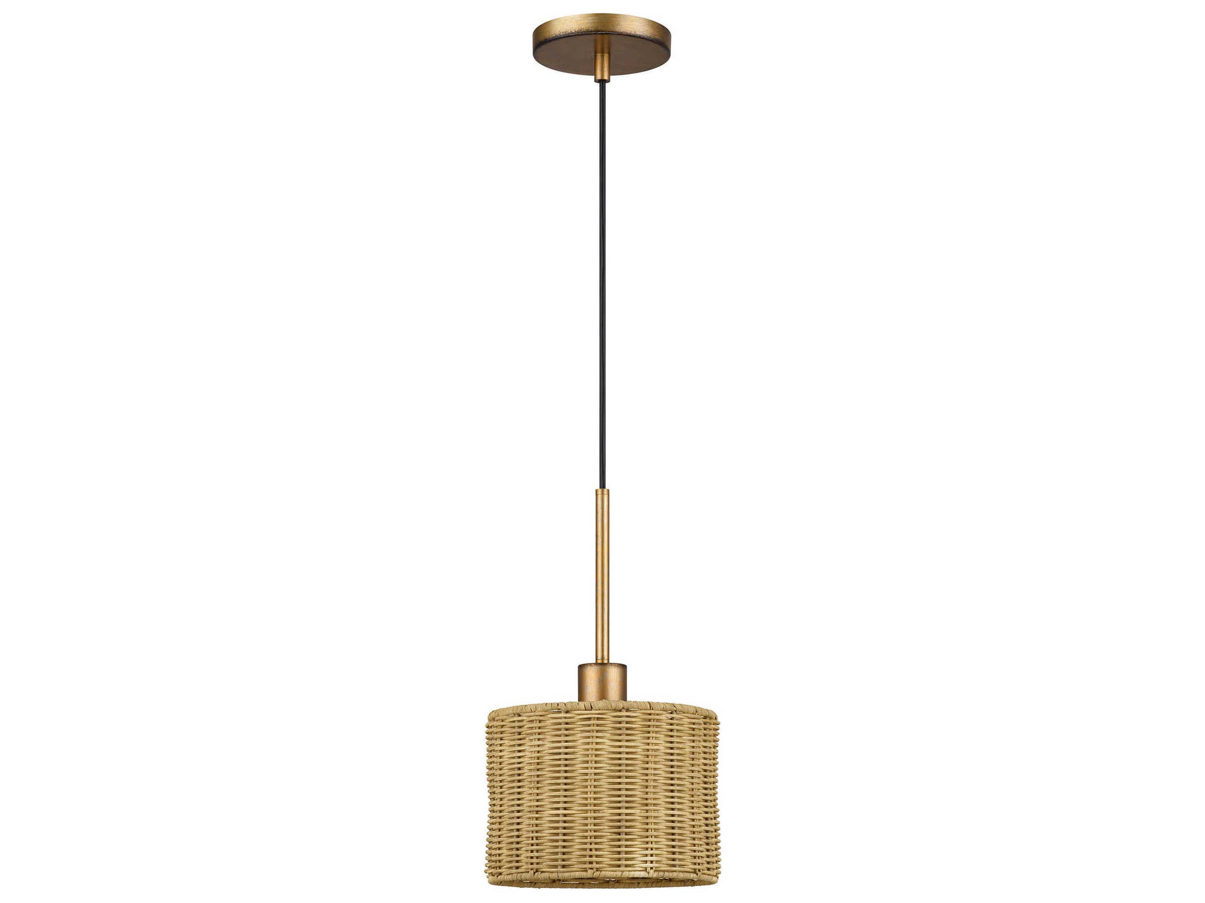 Weavington 1-Light Antique Gold Leaf Drum Mini Pendant