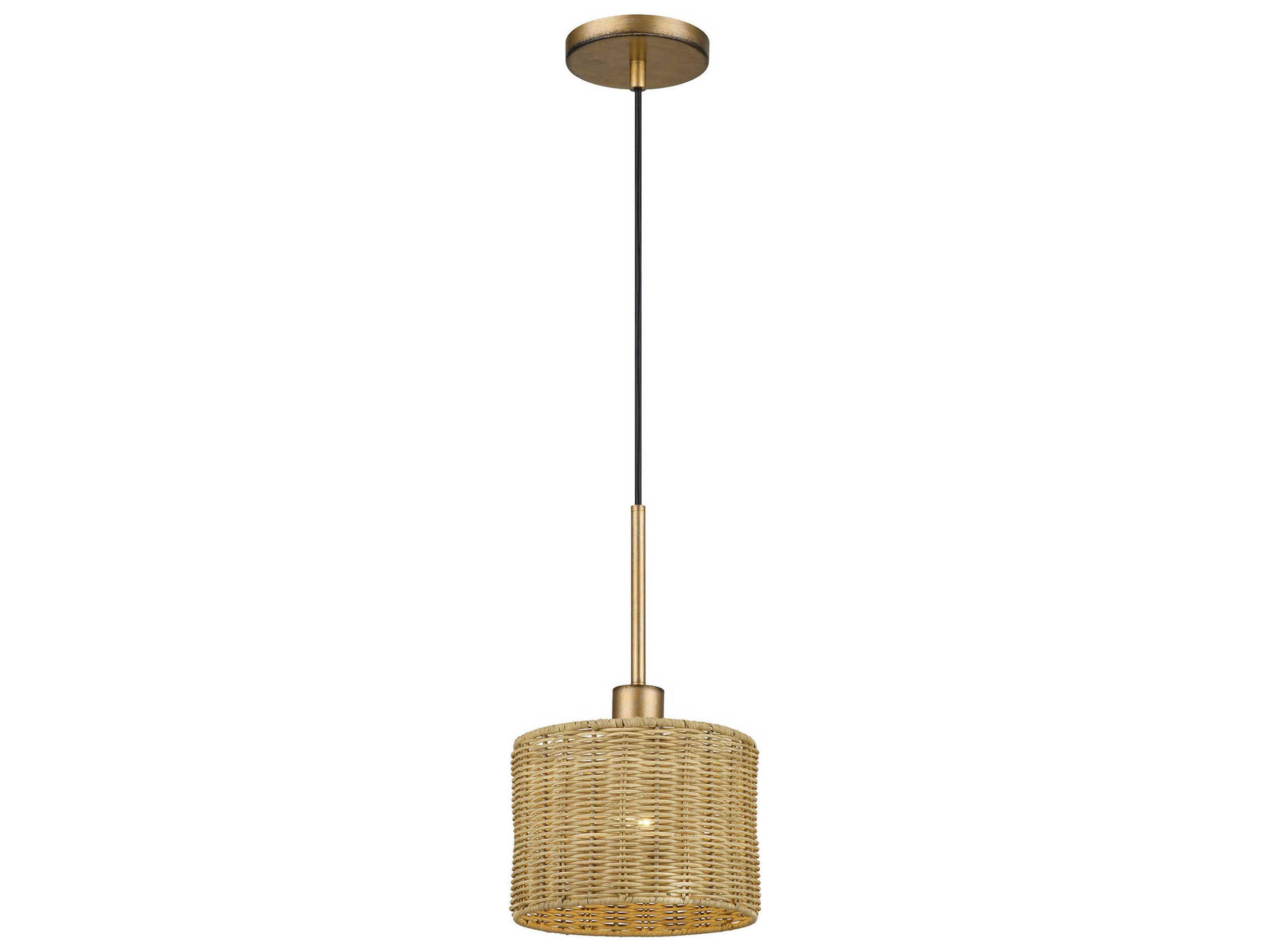 Livex Lighting Weavington 1-Light Antique Gold Leaf Drum Mini Pendant