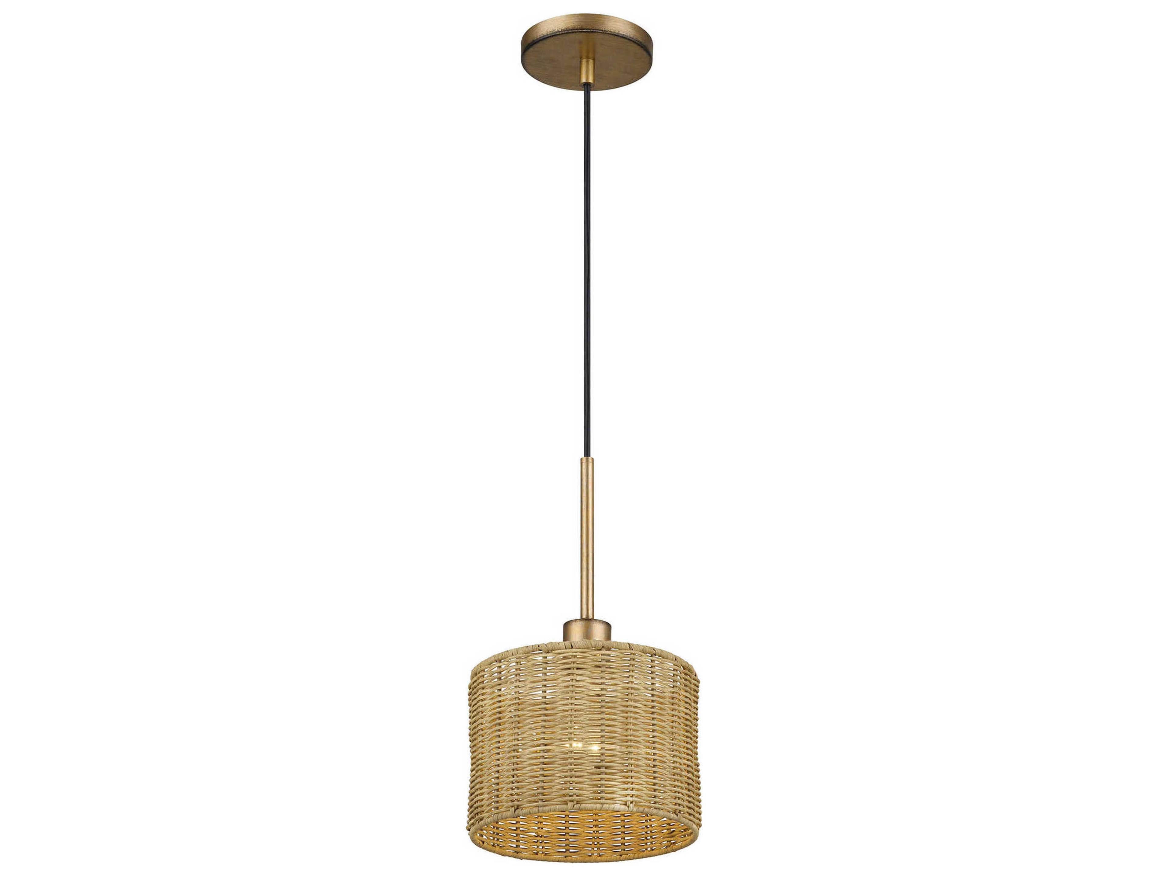 Livex Lighting Weavington 1-Light Antique Gold Leaf Drum Mini Pendant
