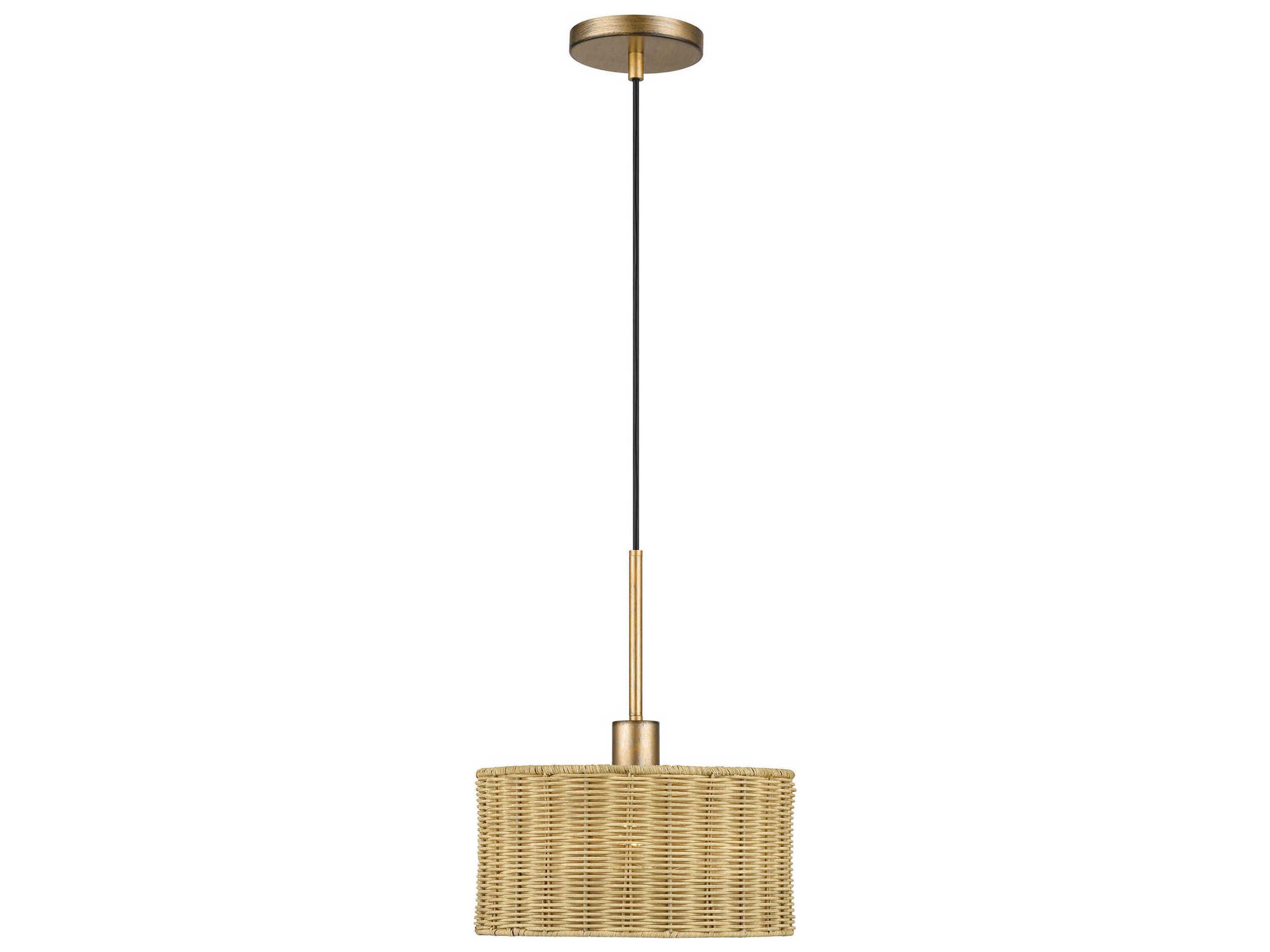 Livex Lighting Weavington 1-Light Antique Gold Leaf Drum Mini Pendant
