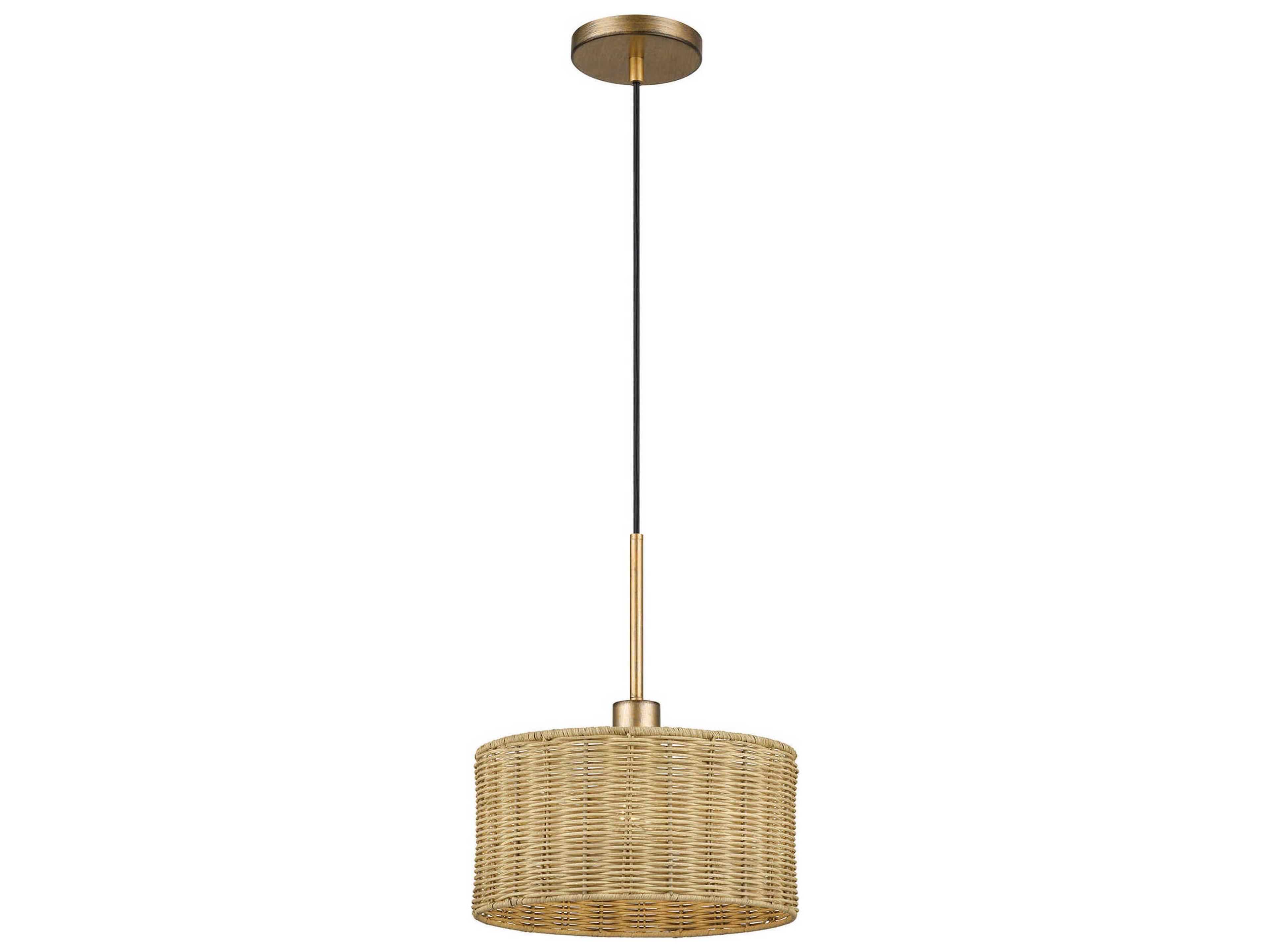 Livex Lighting Weavington 1-Light Antique Gold Leaf Drum Mini Pendant