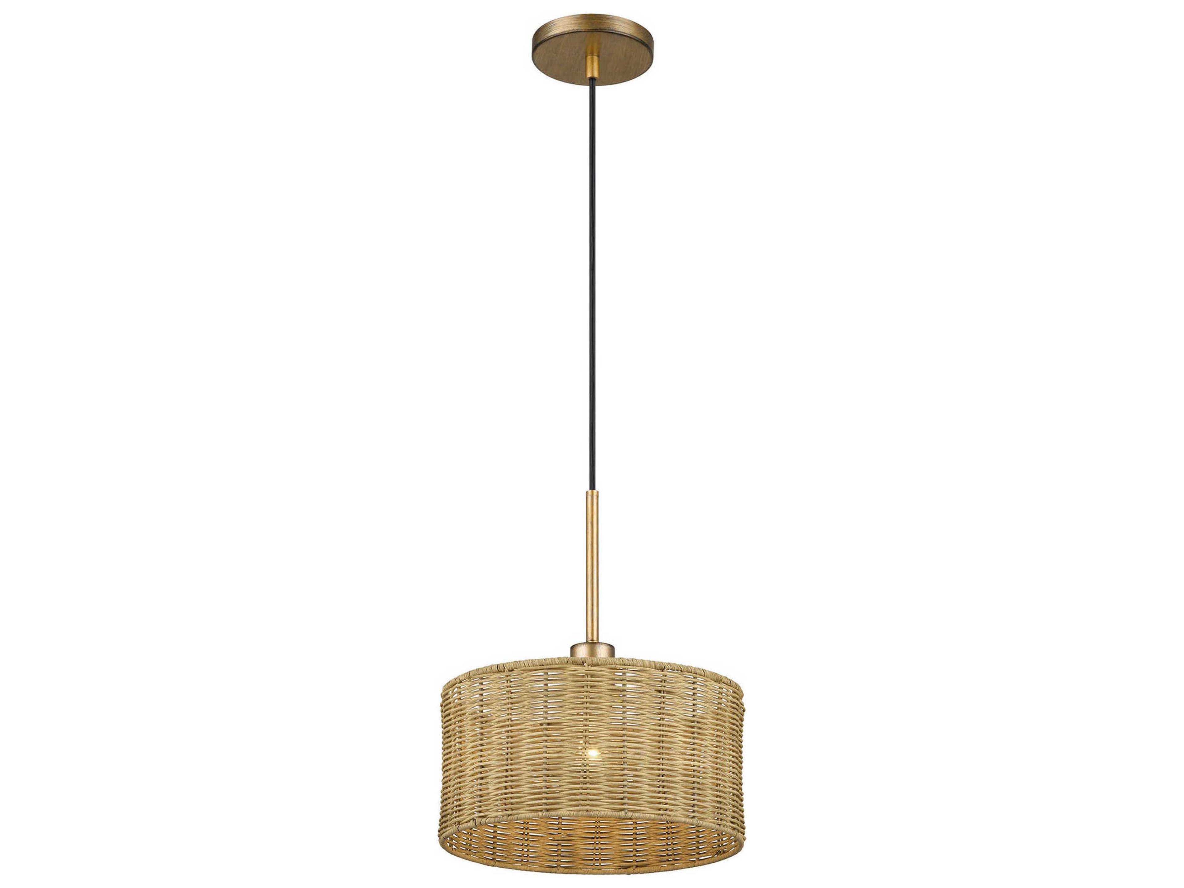 Livex Lighting Weavington 1-Light Antique Gold Leaf Drum Mini Pendant