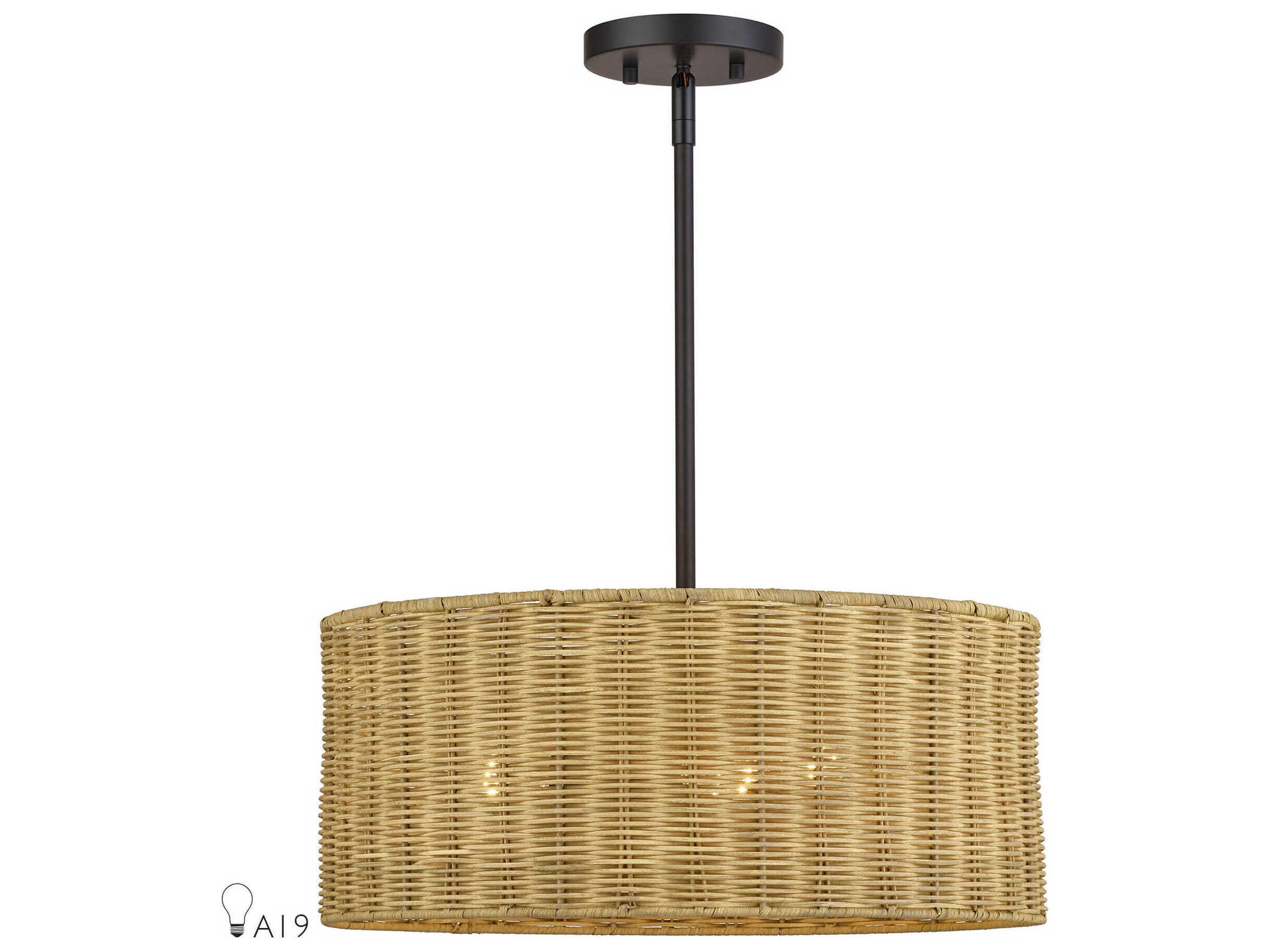 Livex Lighting Weavington 3-Light Bronze Drum Pendant
