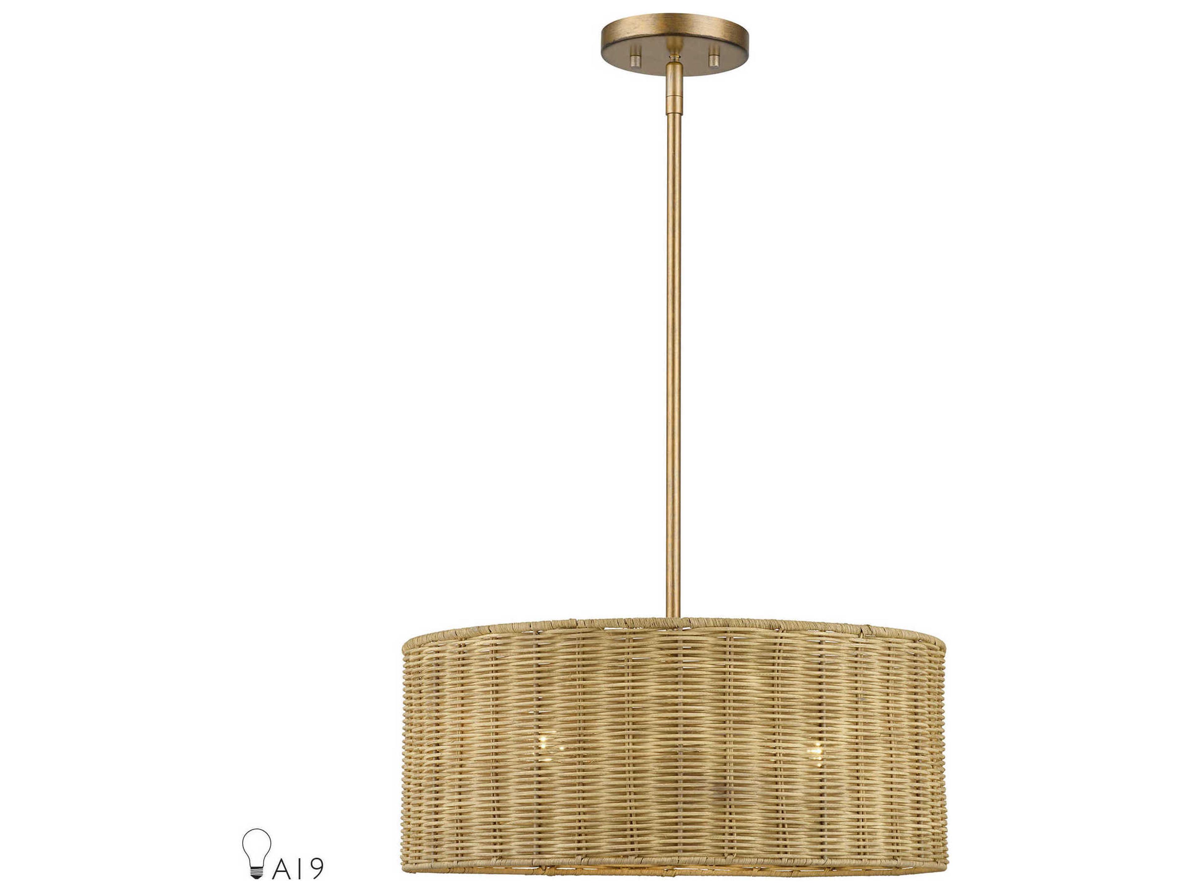 Livex Lighting Weavington 3-Light Antique Gold Leaf Drum Pendant