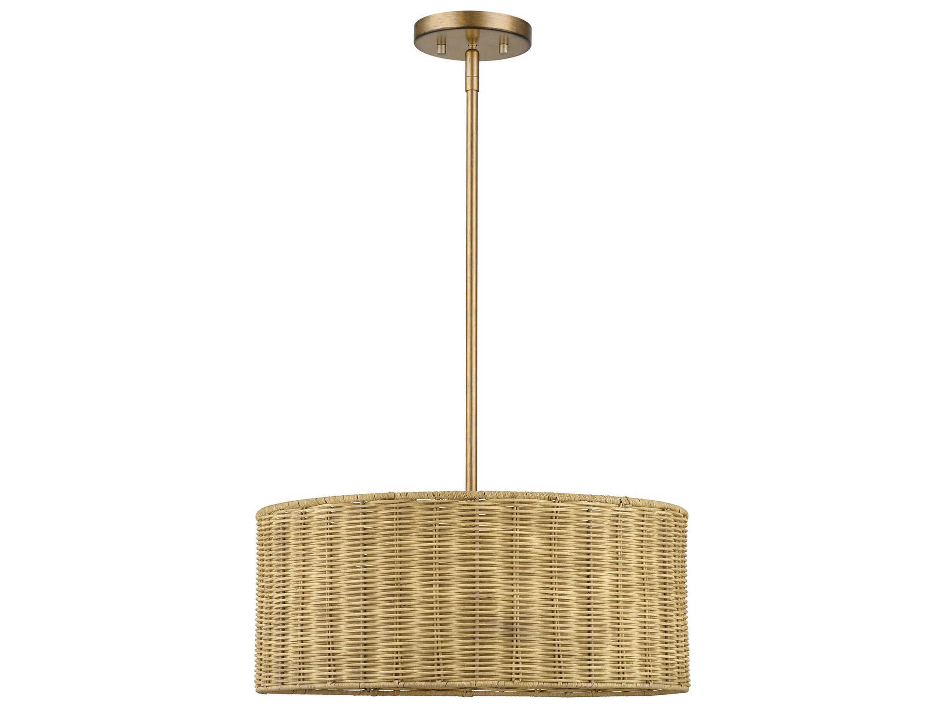 Weavington 3-Light Antique Gold Leaf Drum Pendant