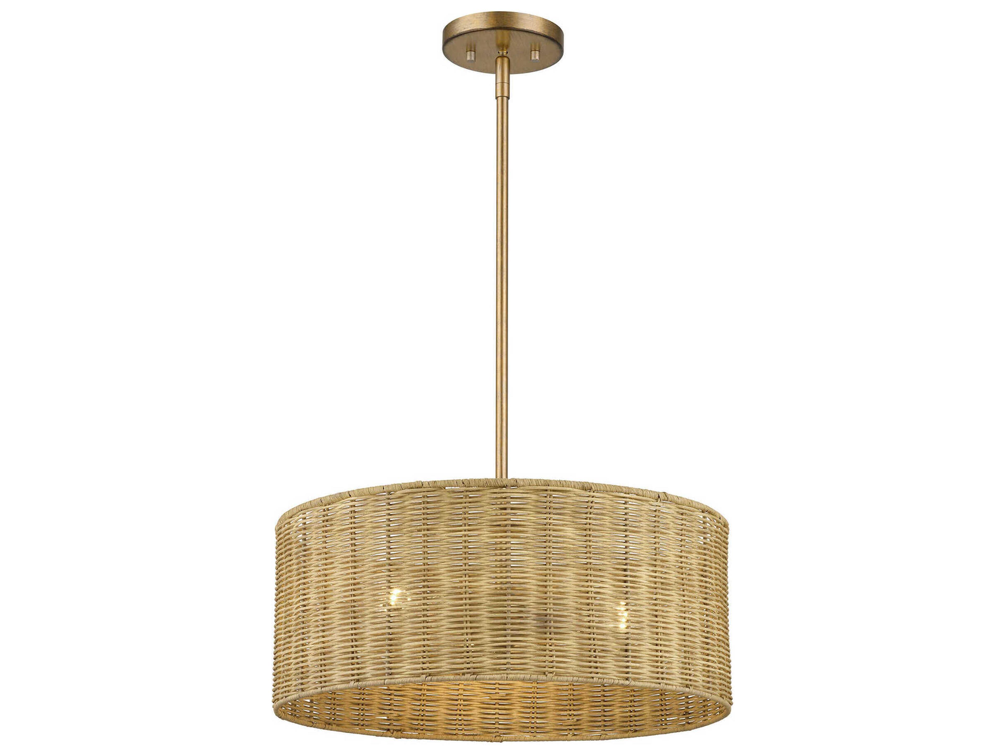 Livex Lighting Weavington 3-Light Antique Gold Leaf Drum Pendant