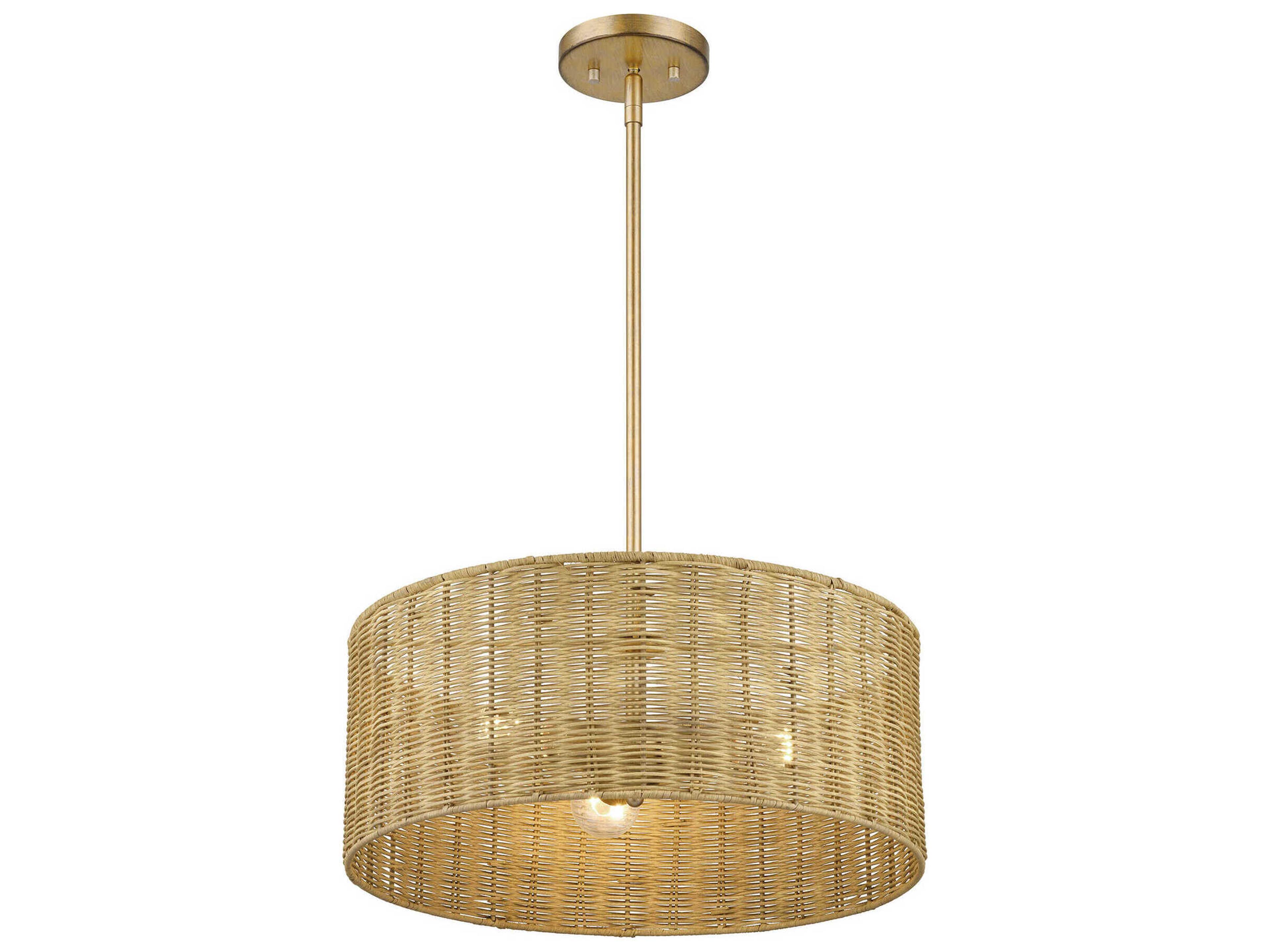 Livex Lighting Weavington 3-Light Antique Gold Leaf Drum Pendant