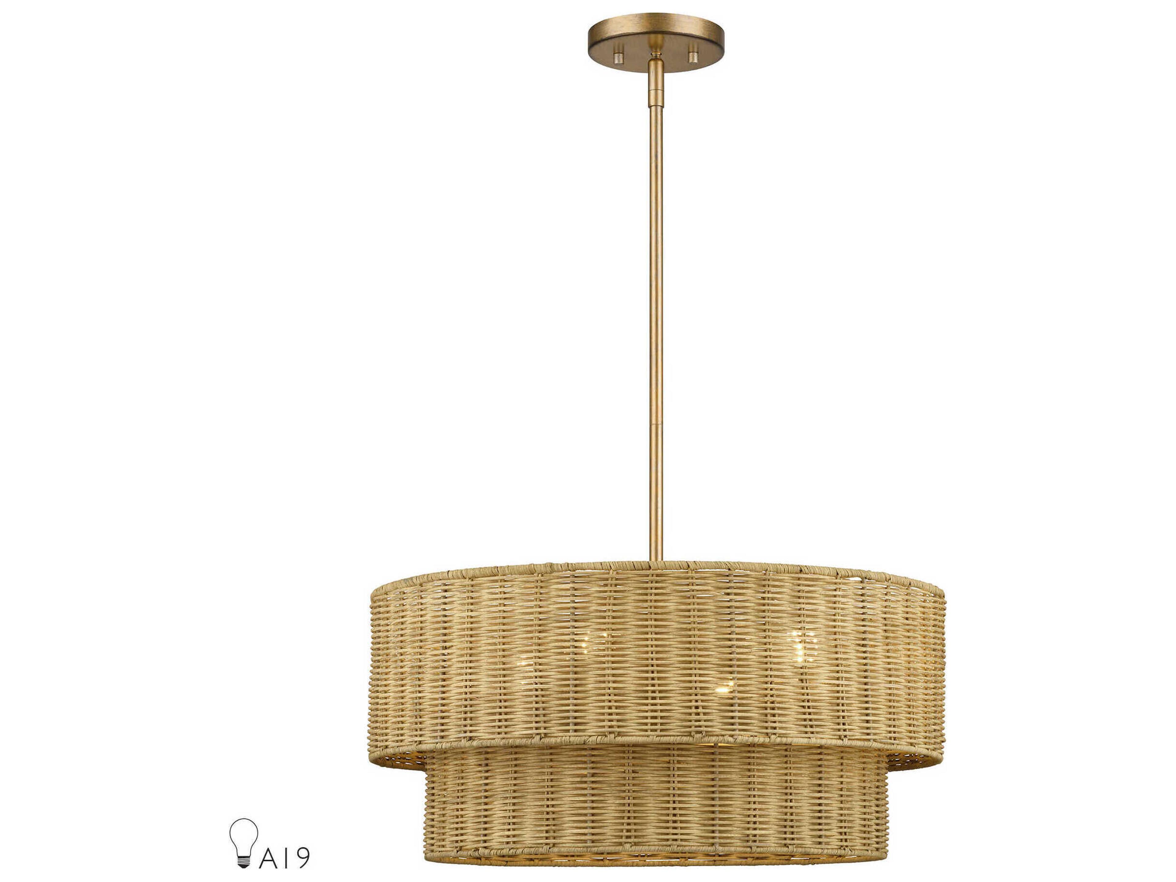 Livex Lighting Weavington 4-Light Antique Gold Leaf Drum Pendant
