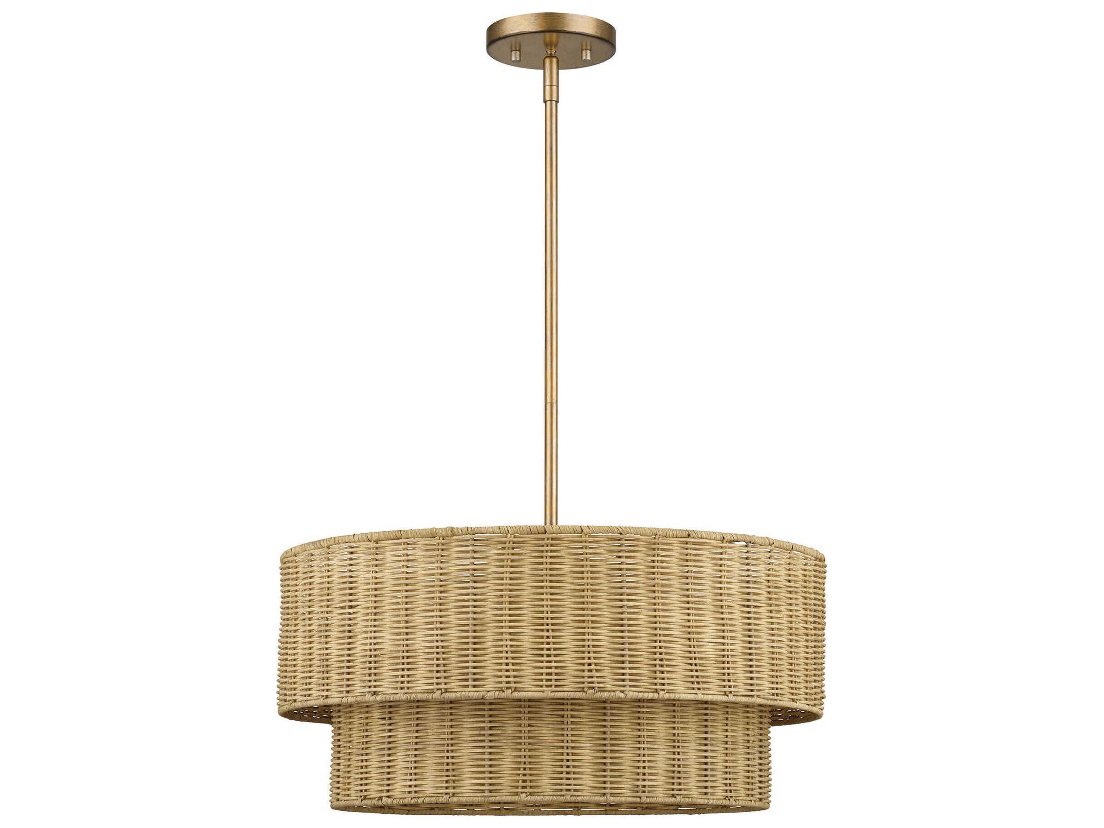 Weavington 4-Light Antique Gold Leaf Drum Pendant