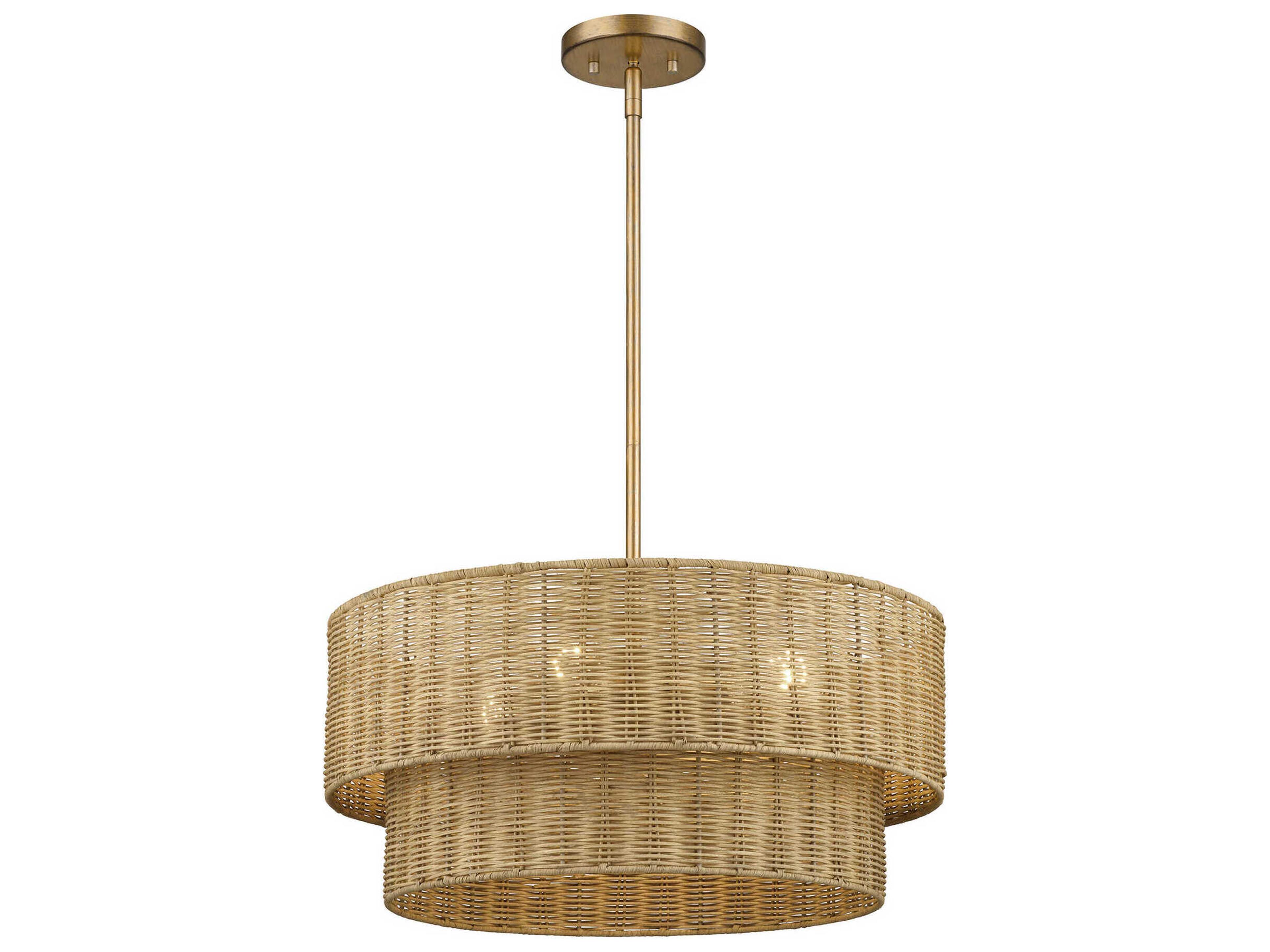 Livex Lighting Weavington 4-Light Antique Gold Leaf Drum Pendant