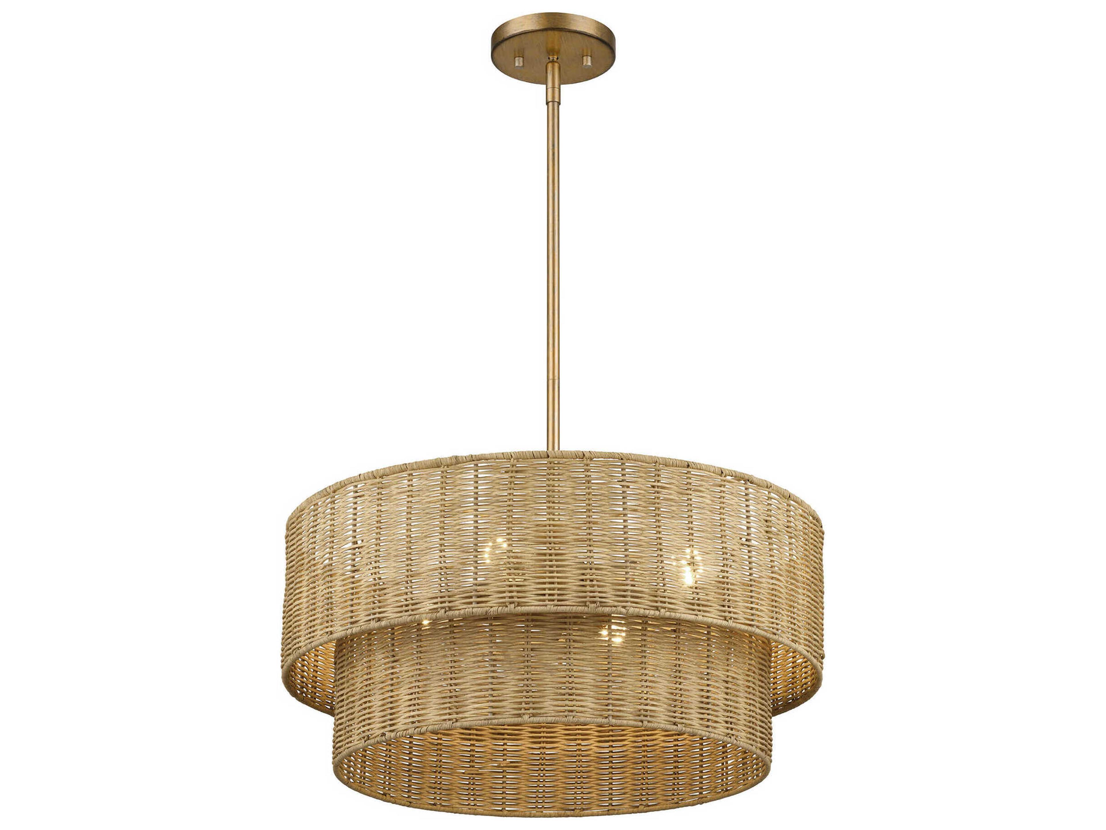 Livex Lighting Weavington 4-Light Antique Gold Leaf Drum Pendant