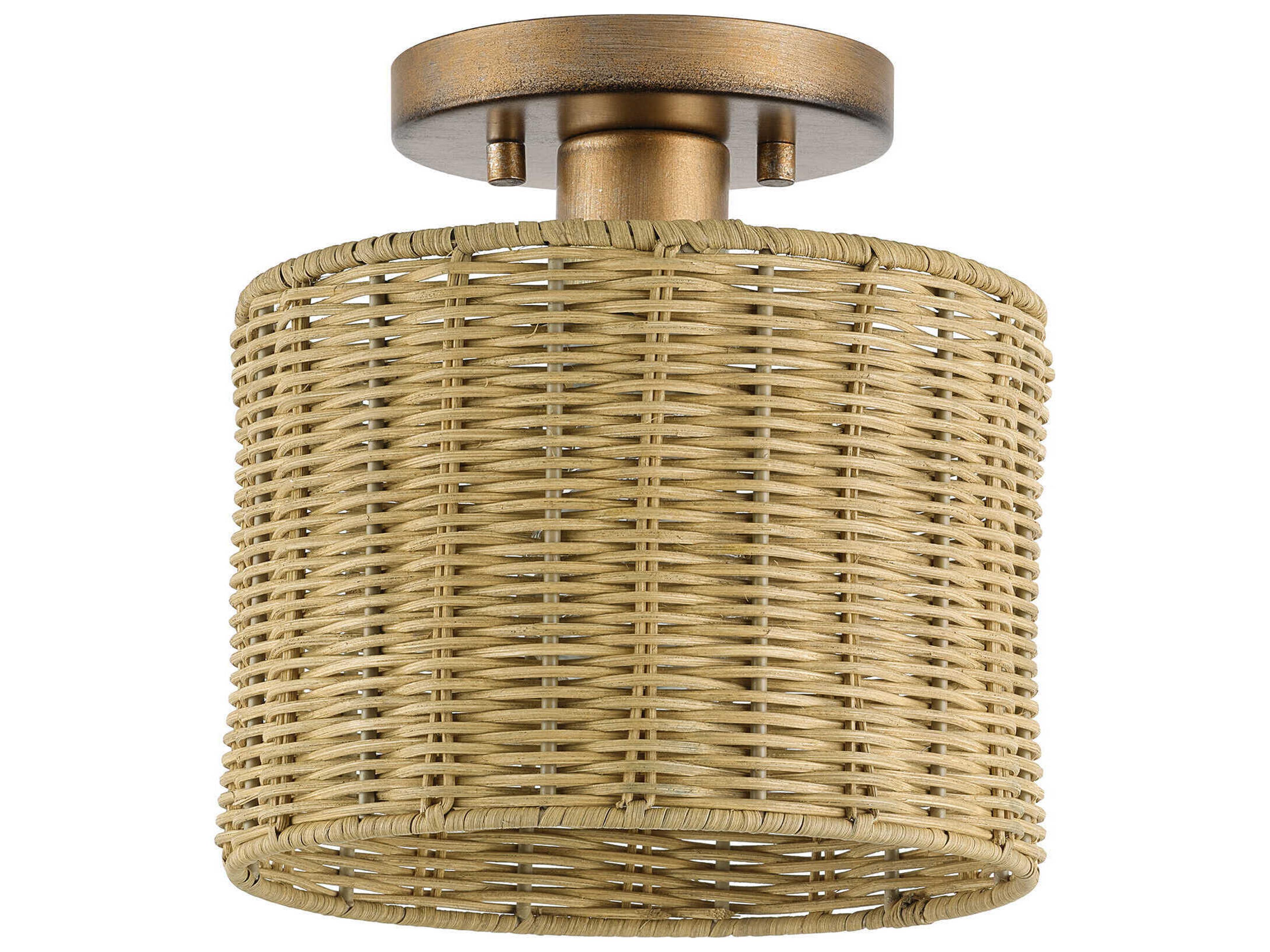 Livex Lighting Weavington 1-Light Antique Gold Leaf Drum Semi Flush Mount