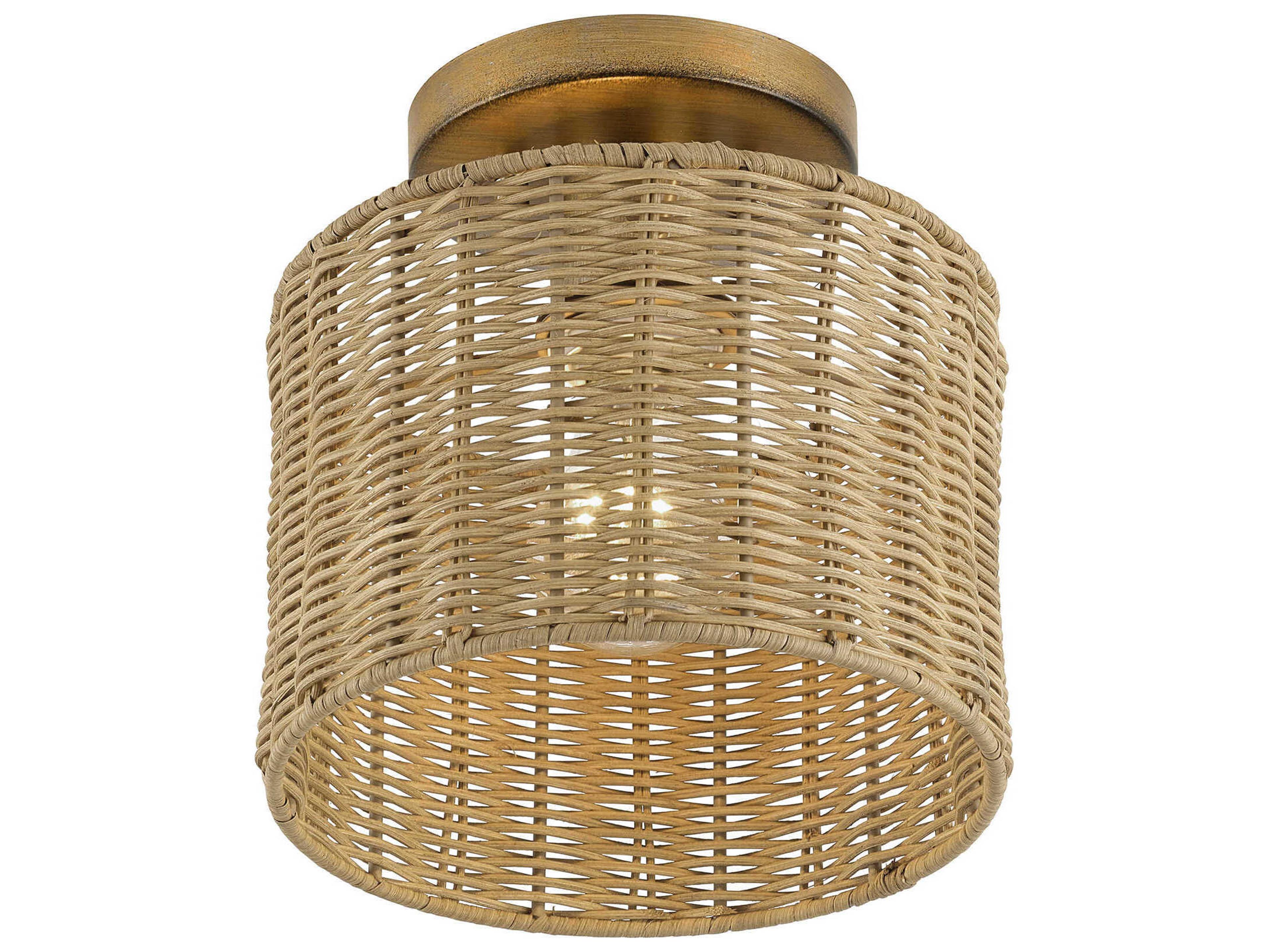 Livex Lighting Weavington 1-Light Antique Gold Leaf Drum Semi Flush Mount