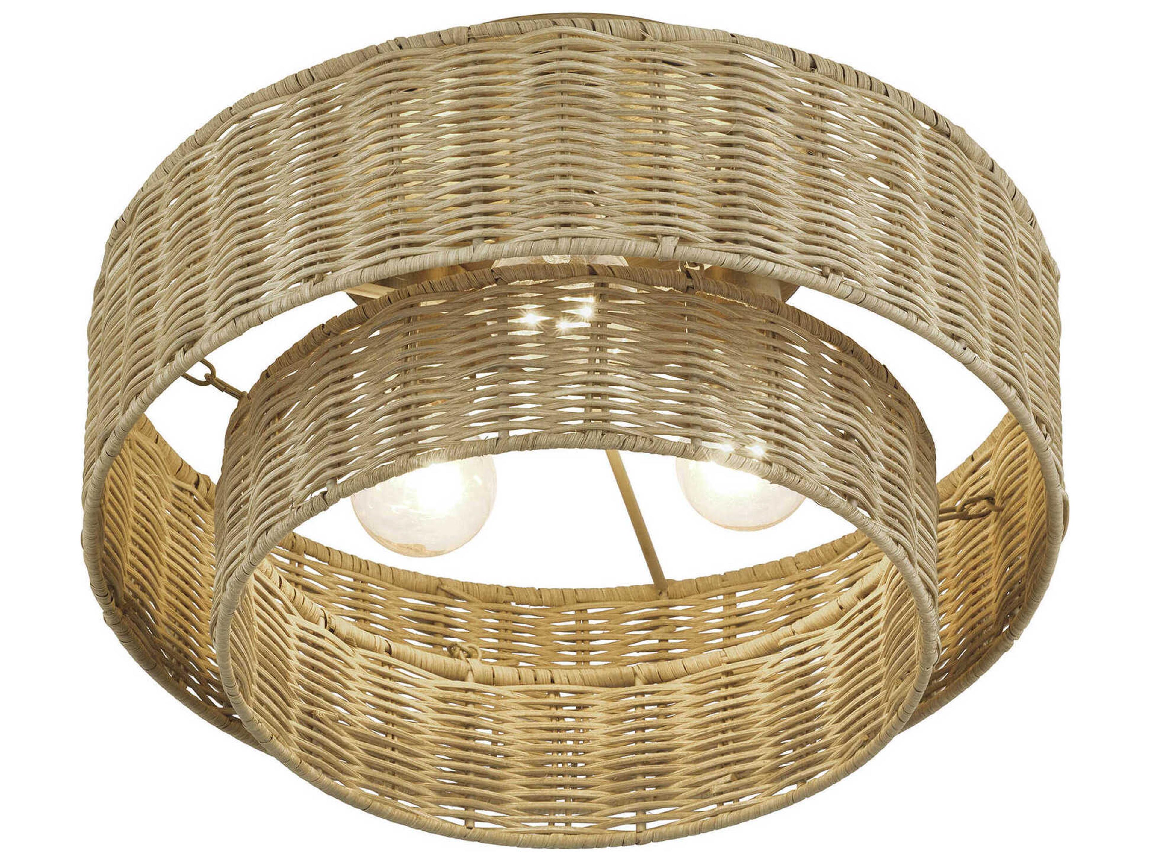 Livex Lighting Weavington 3-Light Antique Gold Leaf Drum Semi Flush Mount