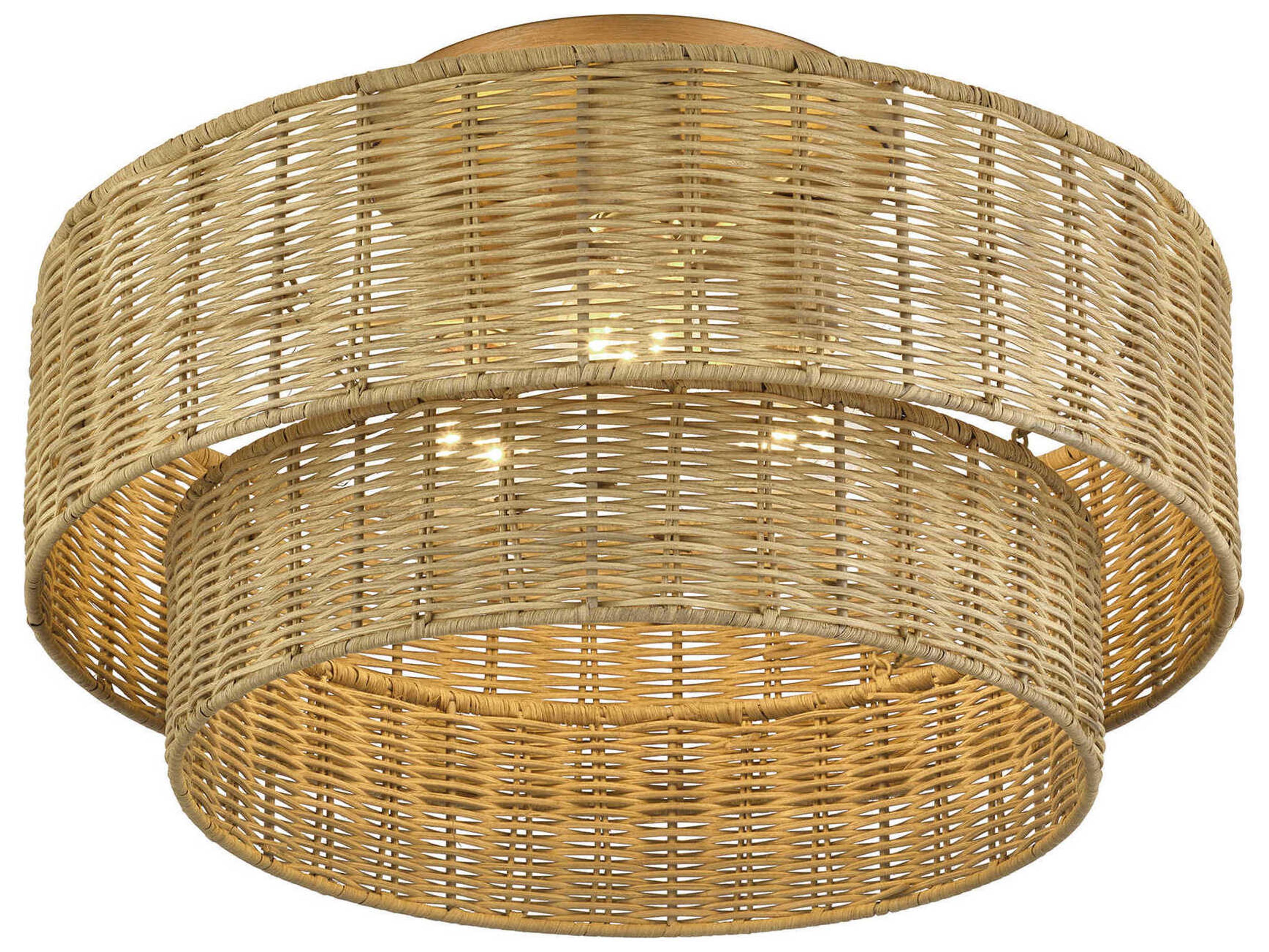 Livex Lighting Weavington 3-Light Antique Gold Leaf Drum Semi Flush Mount