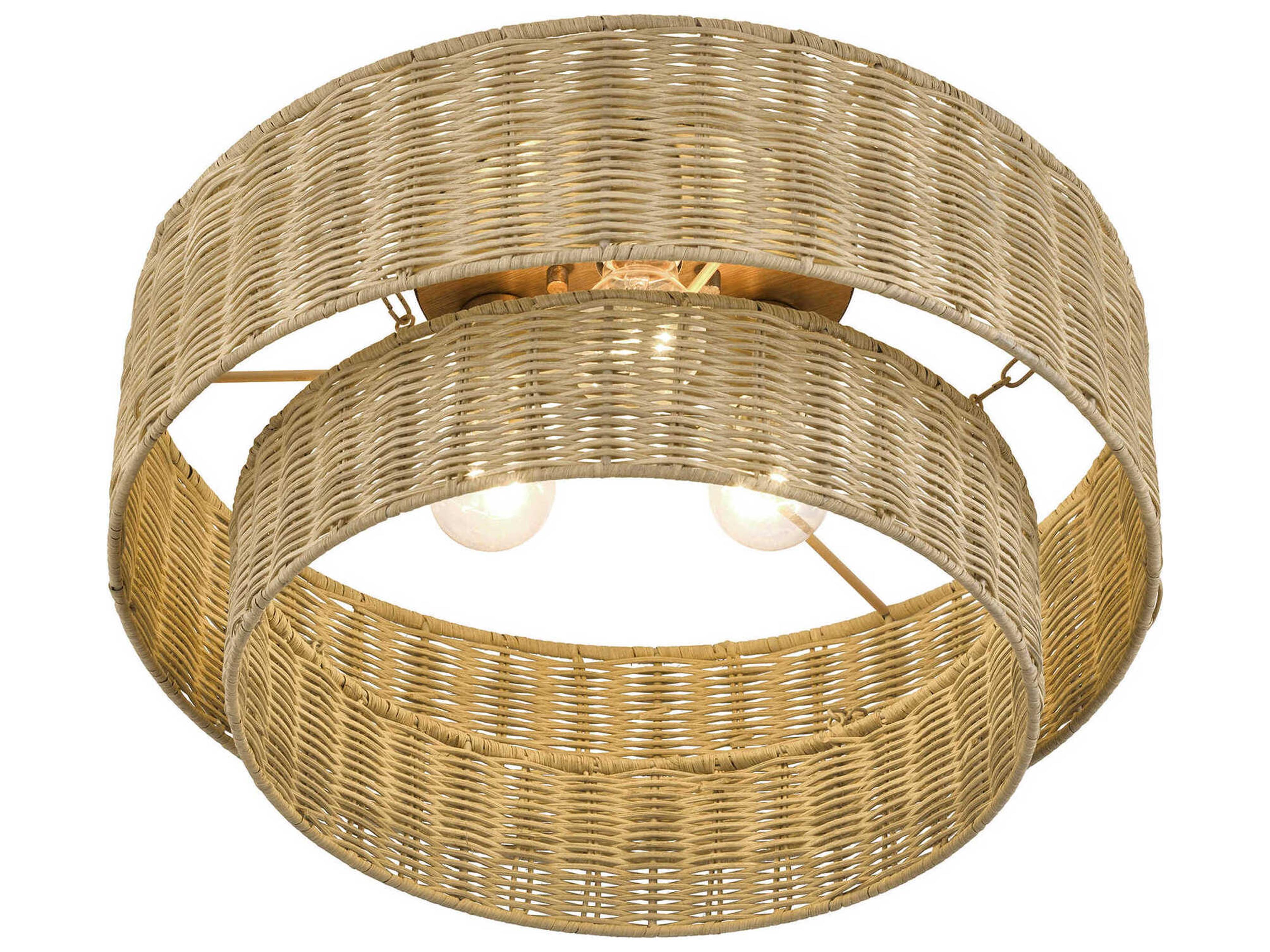 Livex Lighting Weavington 3-Light Antique Gold Leaf Drum Semi Flush Mount