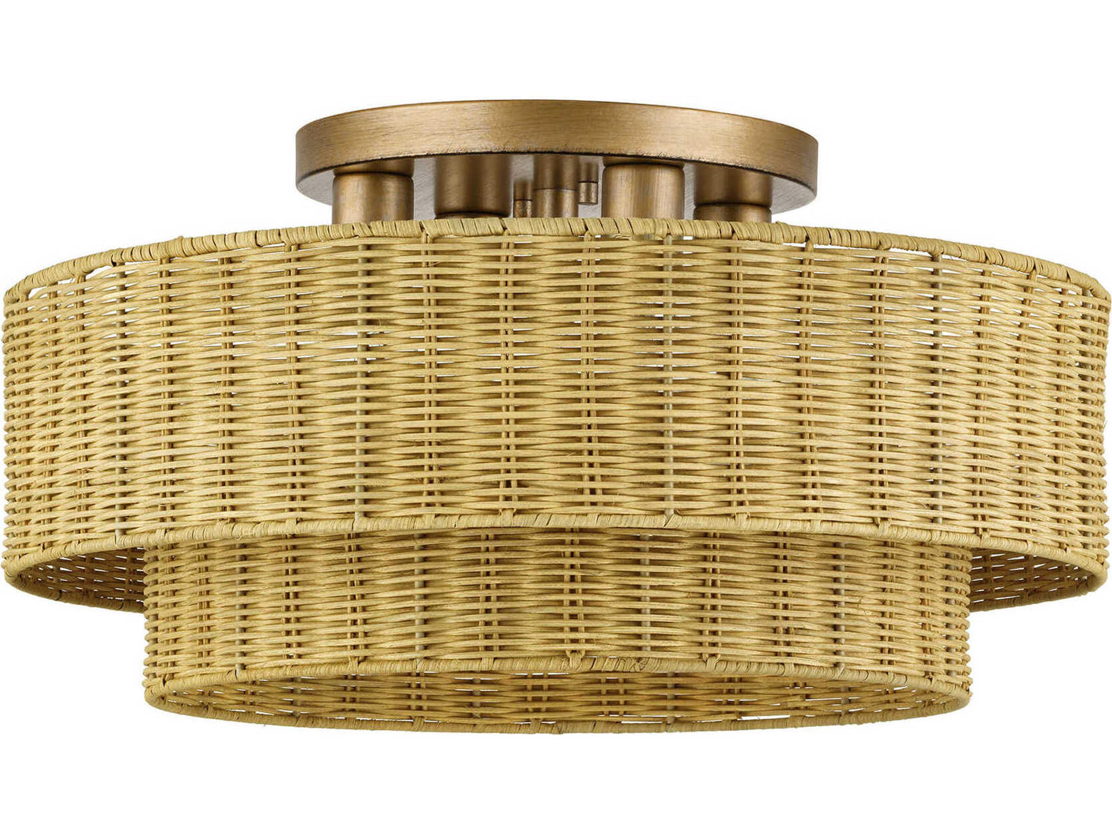Livex Lighting Weavington 4-Light Antique Gold Leaf Drum Semi Flush Mount