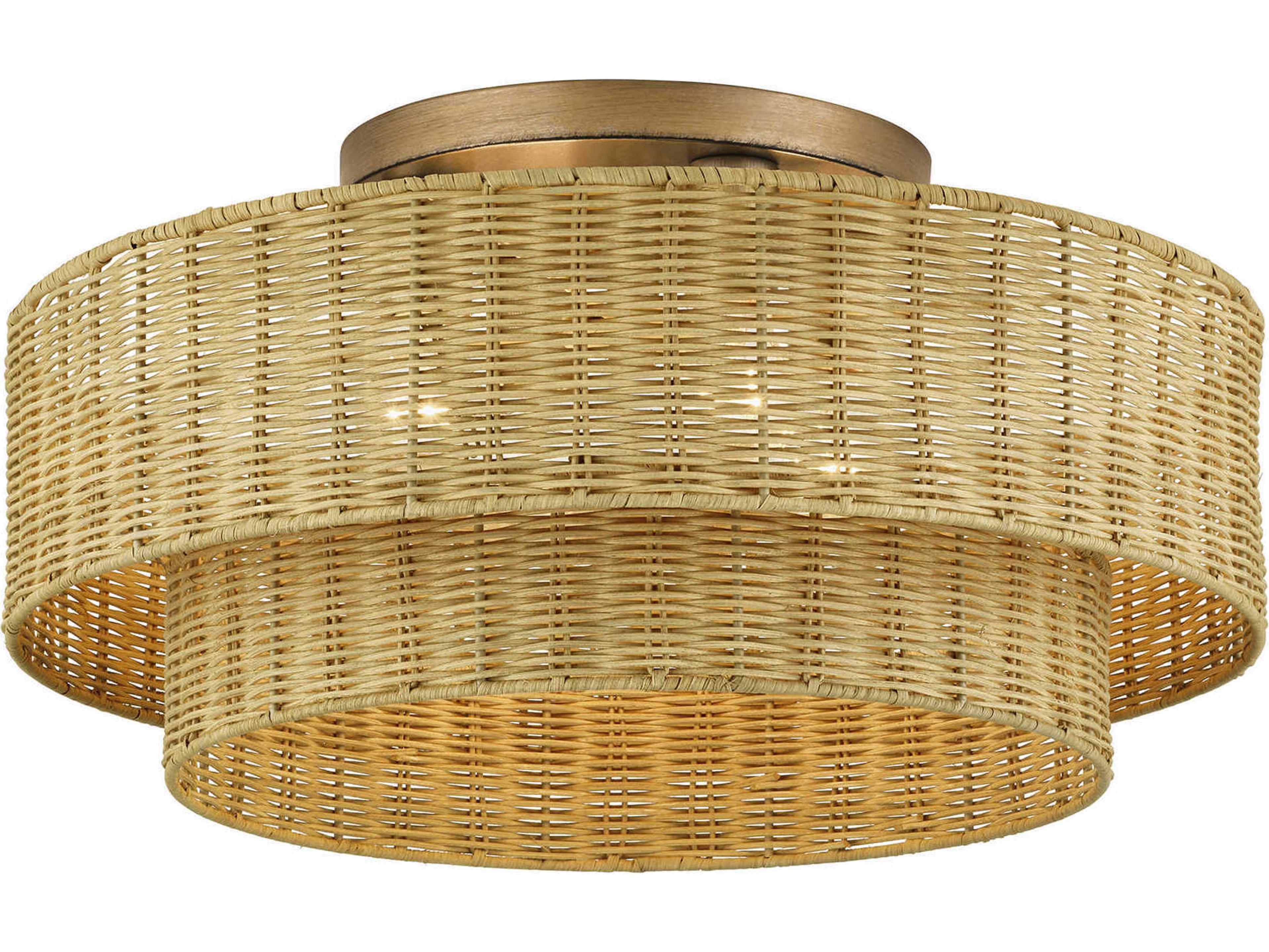 Weavington 4-Light Antique Gold Leaf Drum Semi Flush Mount
