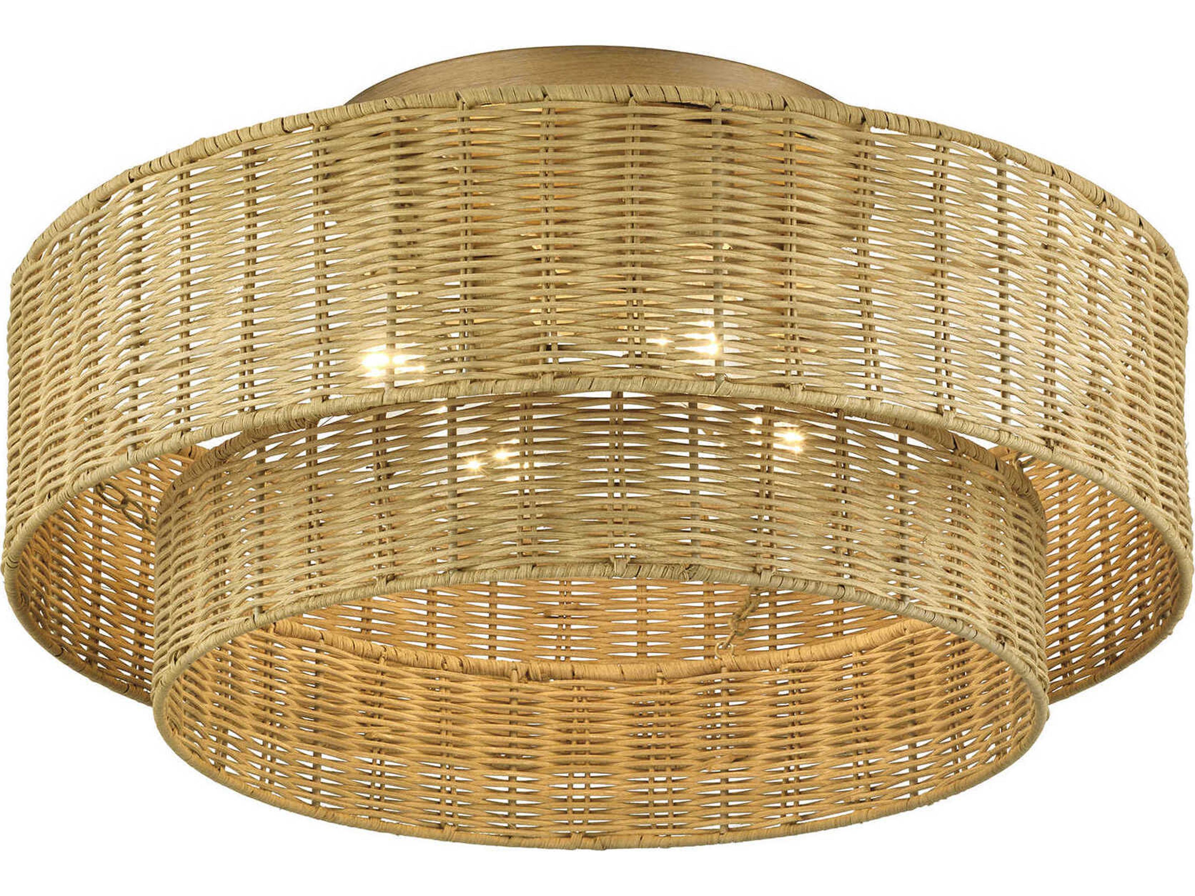 Livex Lighting Weavington 4-Light Antique Gold Leaf Drum Semi Flush Mount