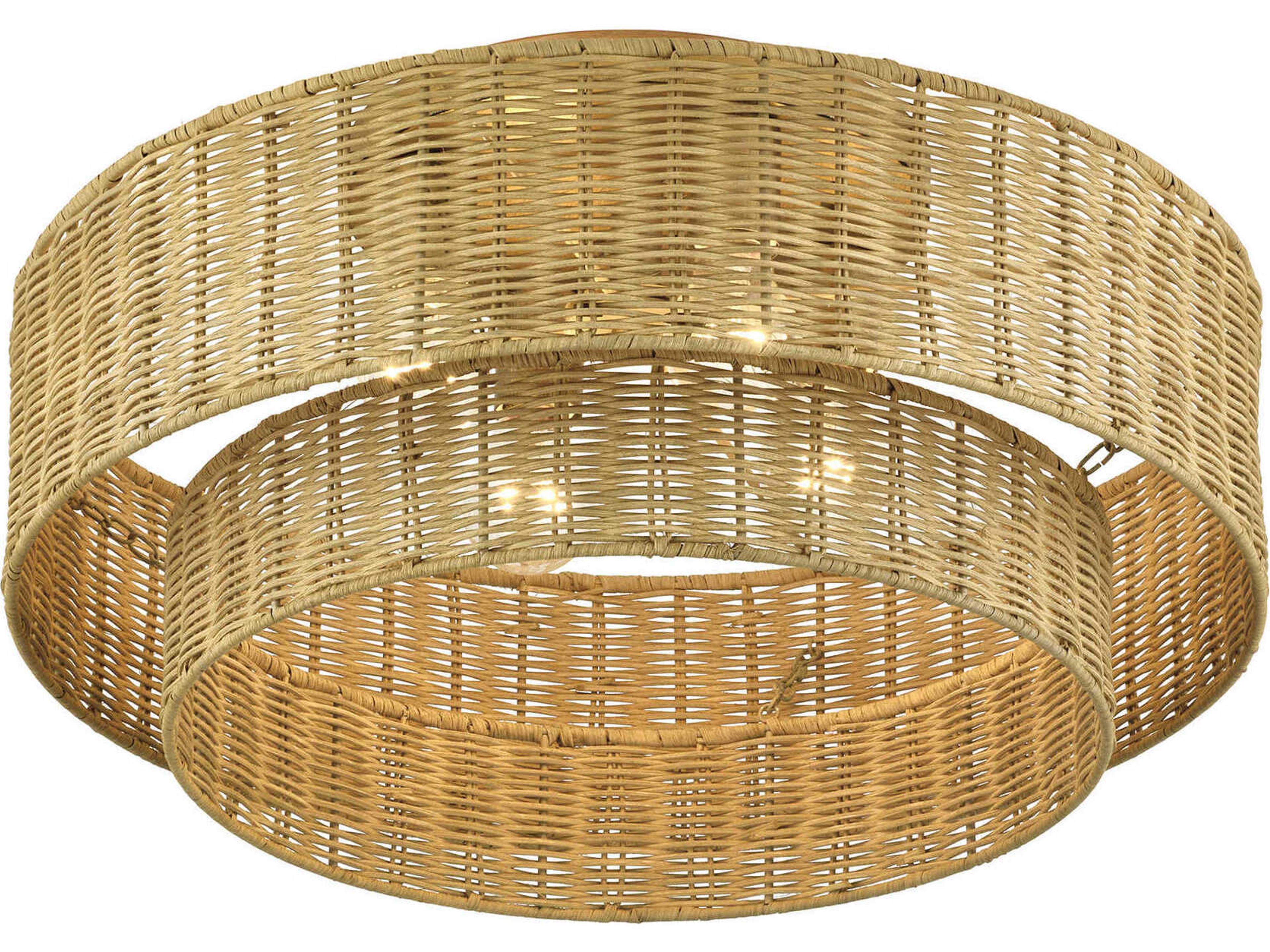 Livex Lighting Weavington 4-Light Antique Gold Leaf Drum Semi Flush Mount