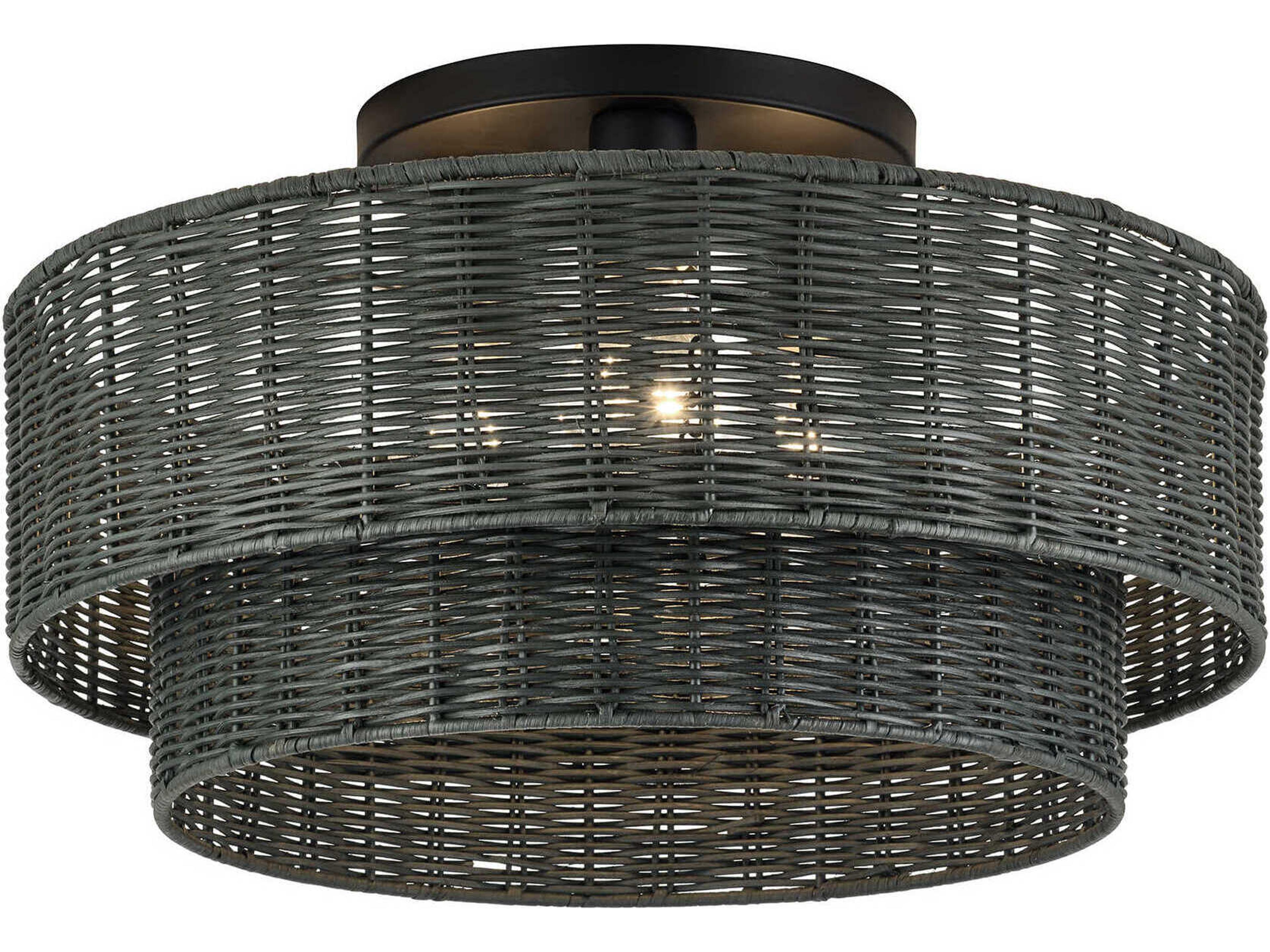 Weavington 3-Light Black Drum Semi Flush Mount