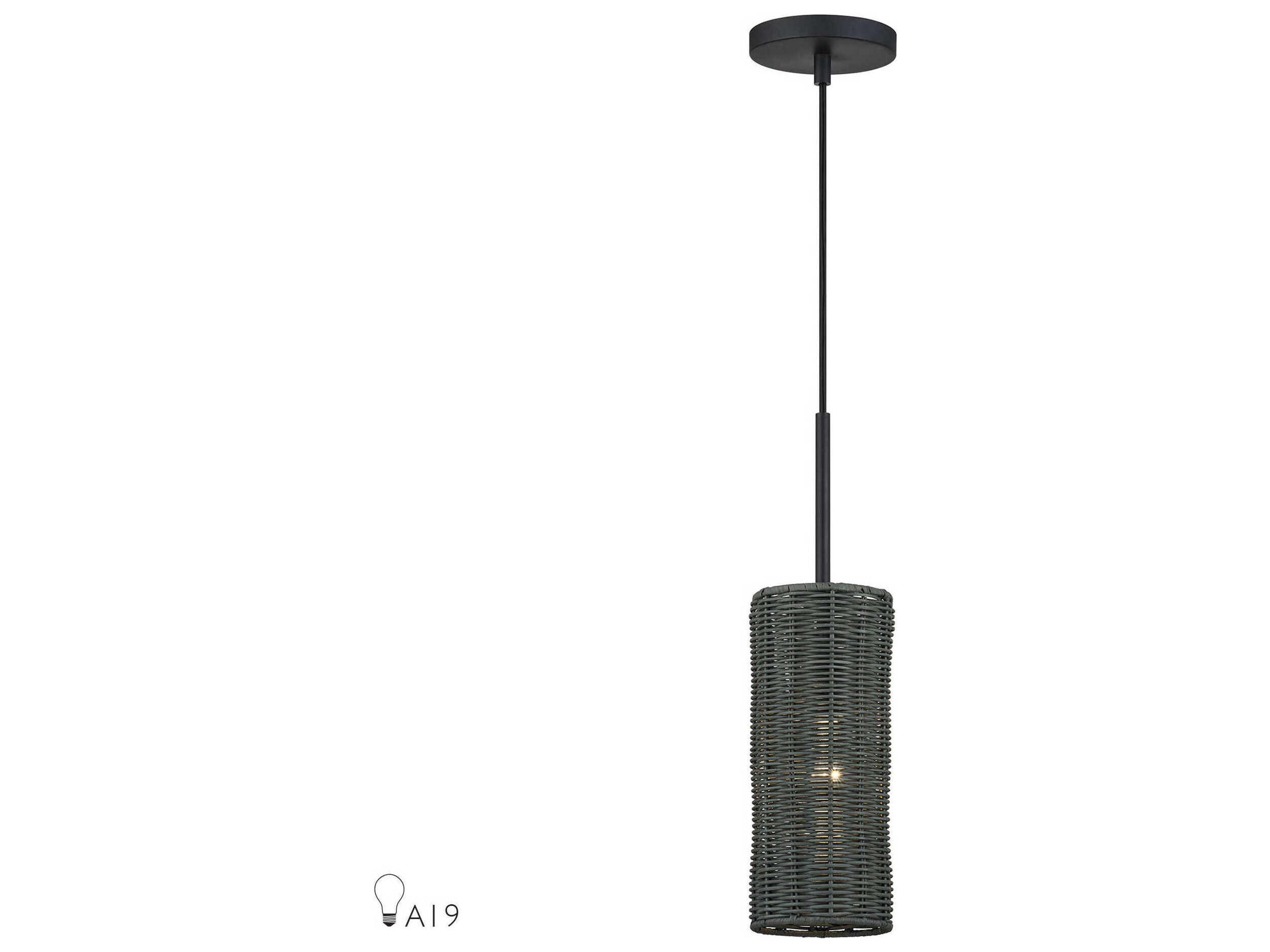 Livex Lighting Weavington 1-Light Black Cylinder Mini Pendant