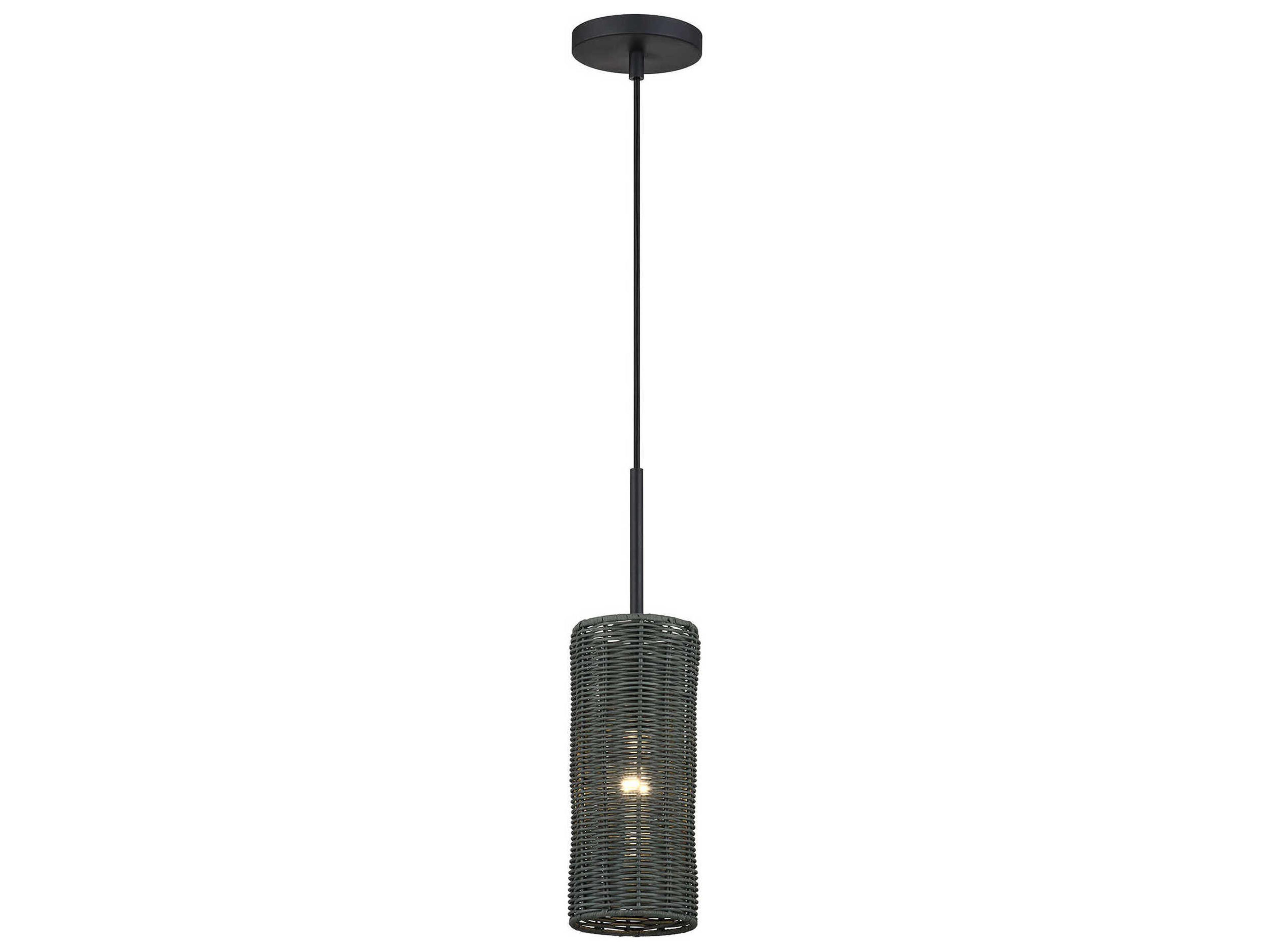 Livex Lighting Weavington 1-Light Black Cylinder Mini Pendant