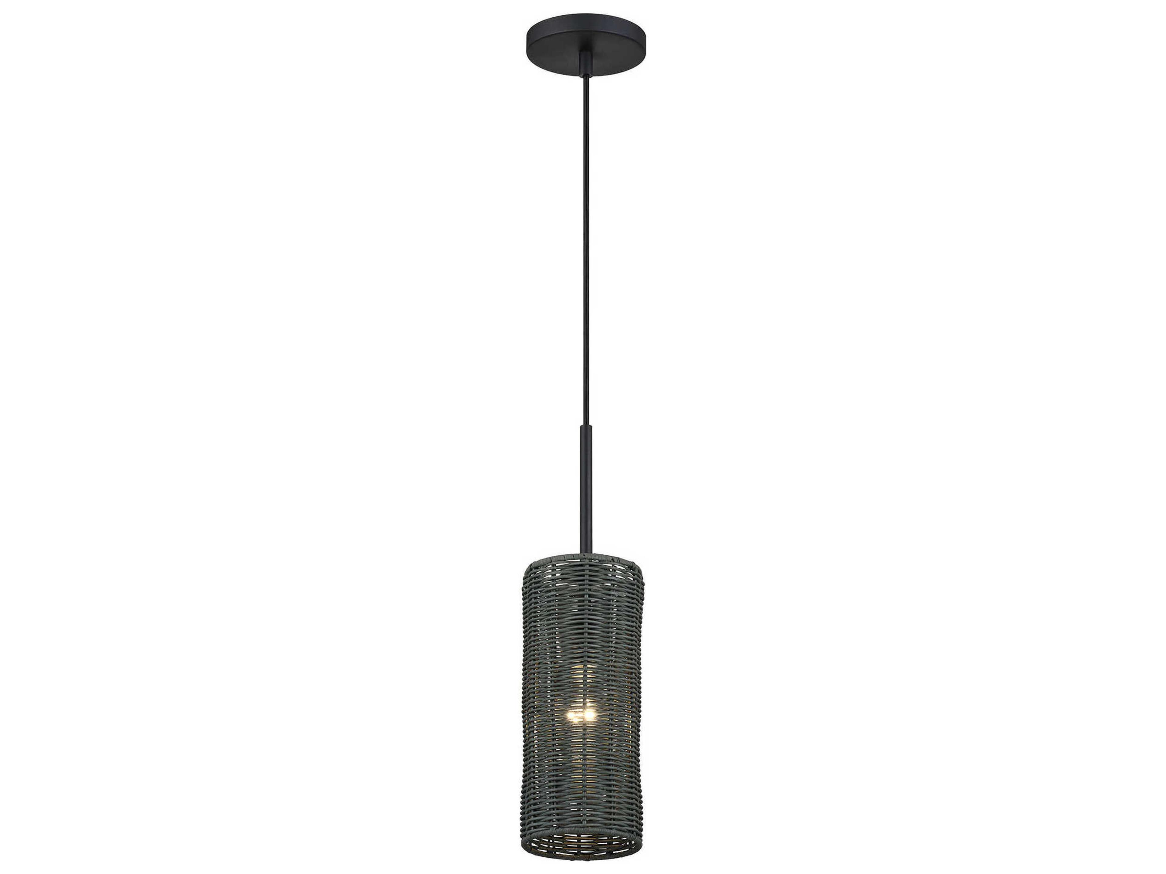 Livex Lighting Weavington 1-Light Black Cylinder Mini Pendant