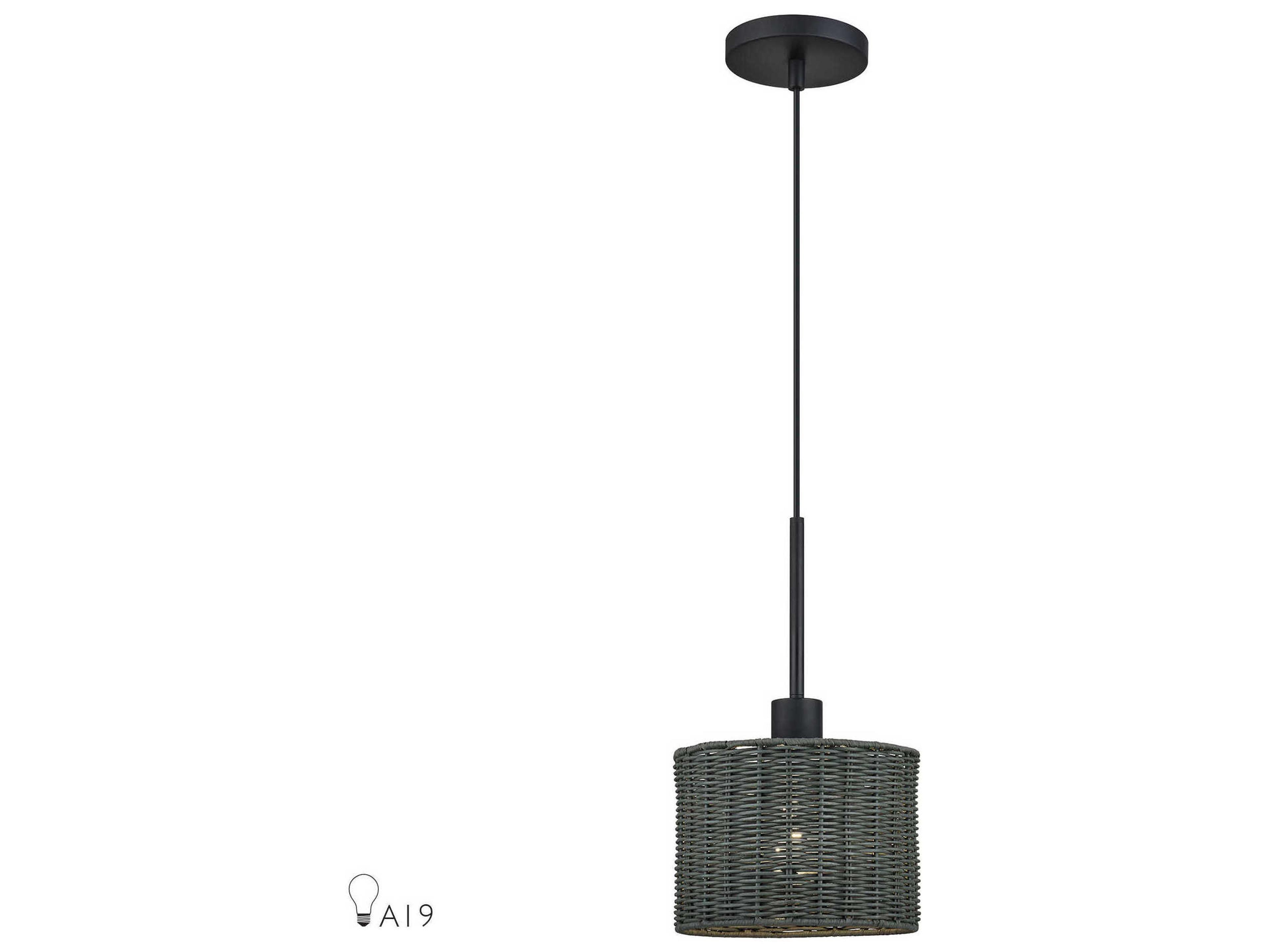 Livex Lighting Weavington 1-Light Black Drum Mini Pendant