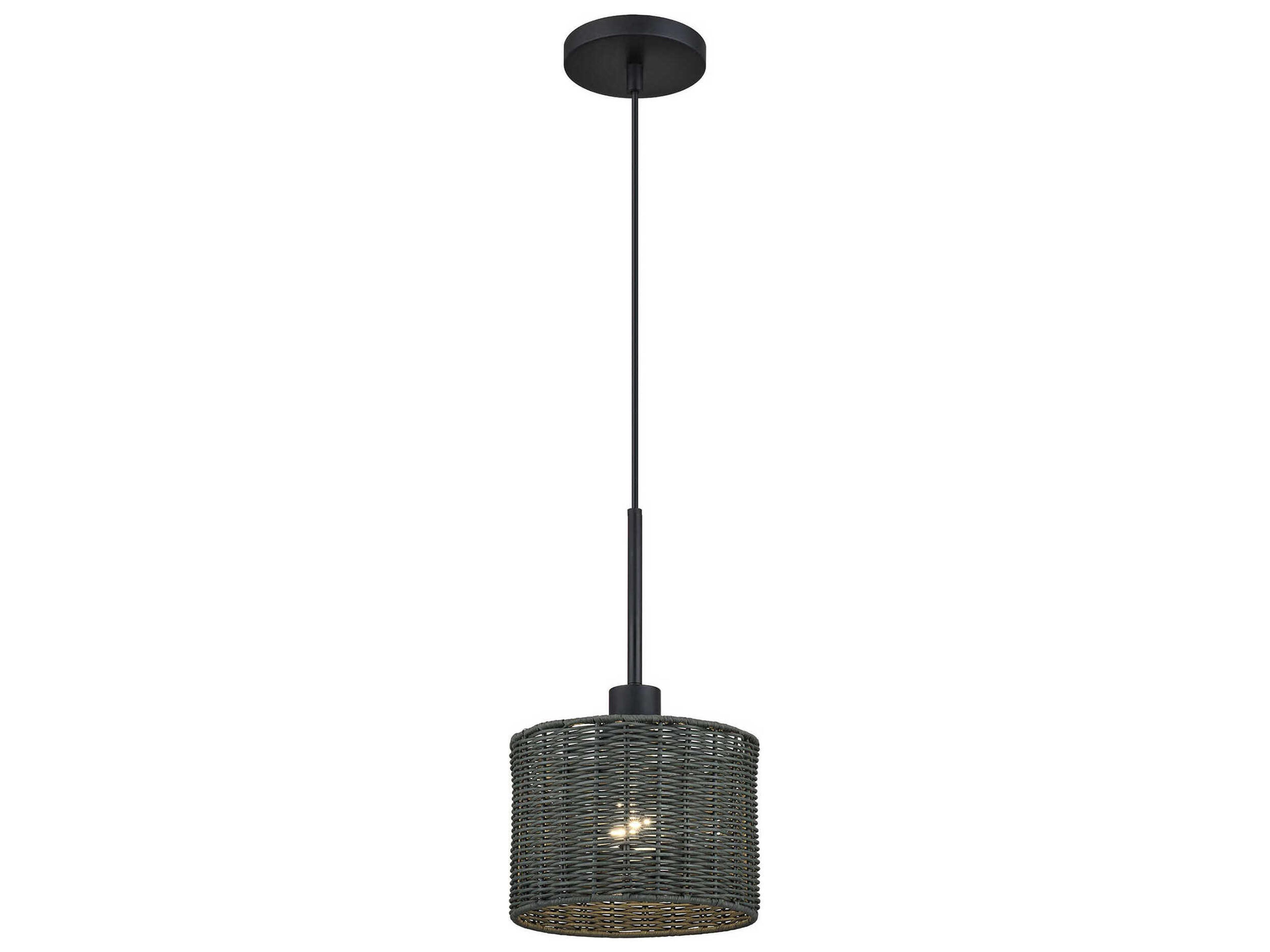 Livex Lighting Weavington 1-Light Black Drum Mini Pendant