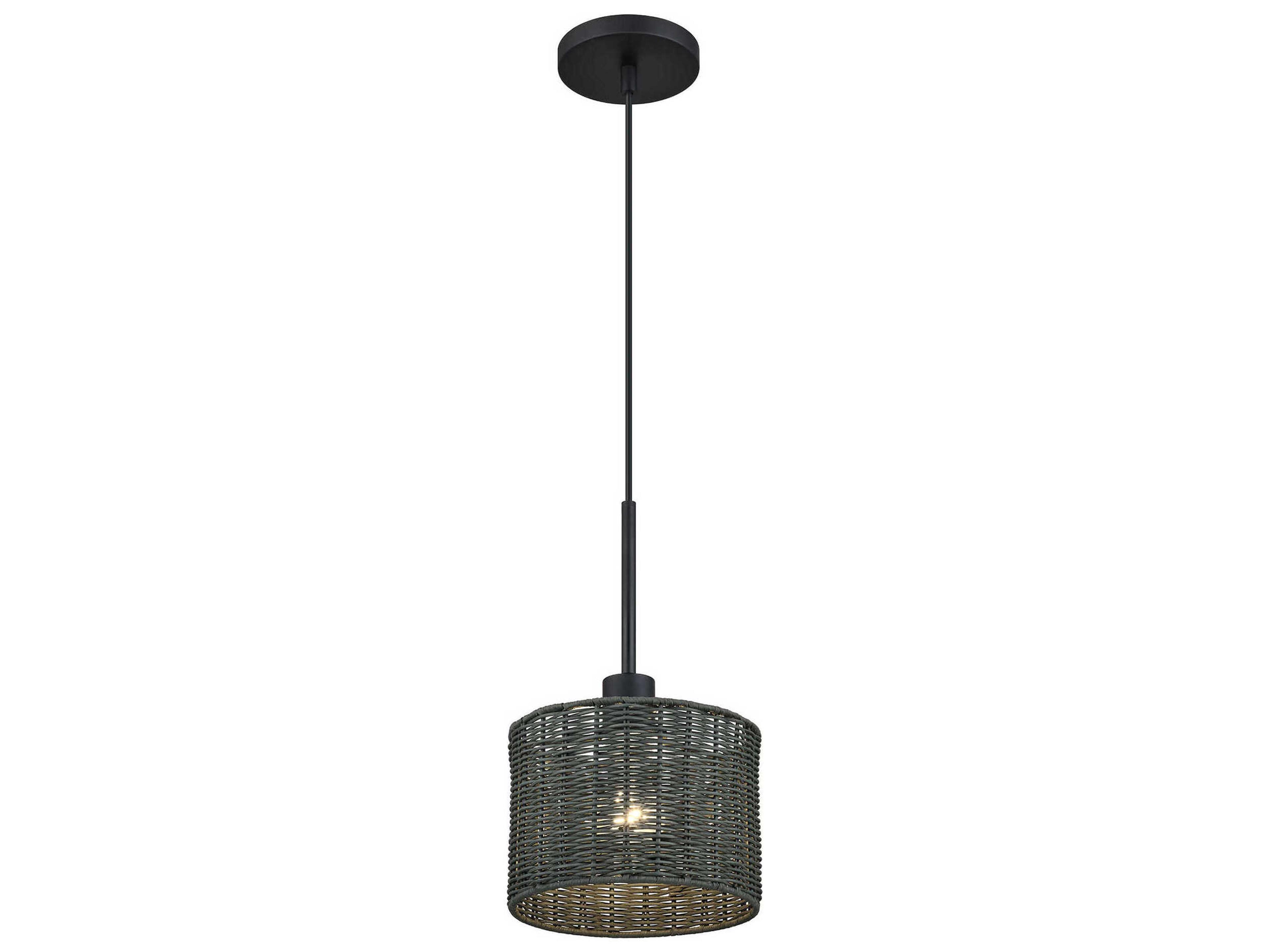 Livex Lighting Weavington 1-Light Black Drum Mini Pendant