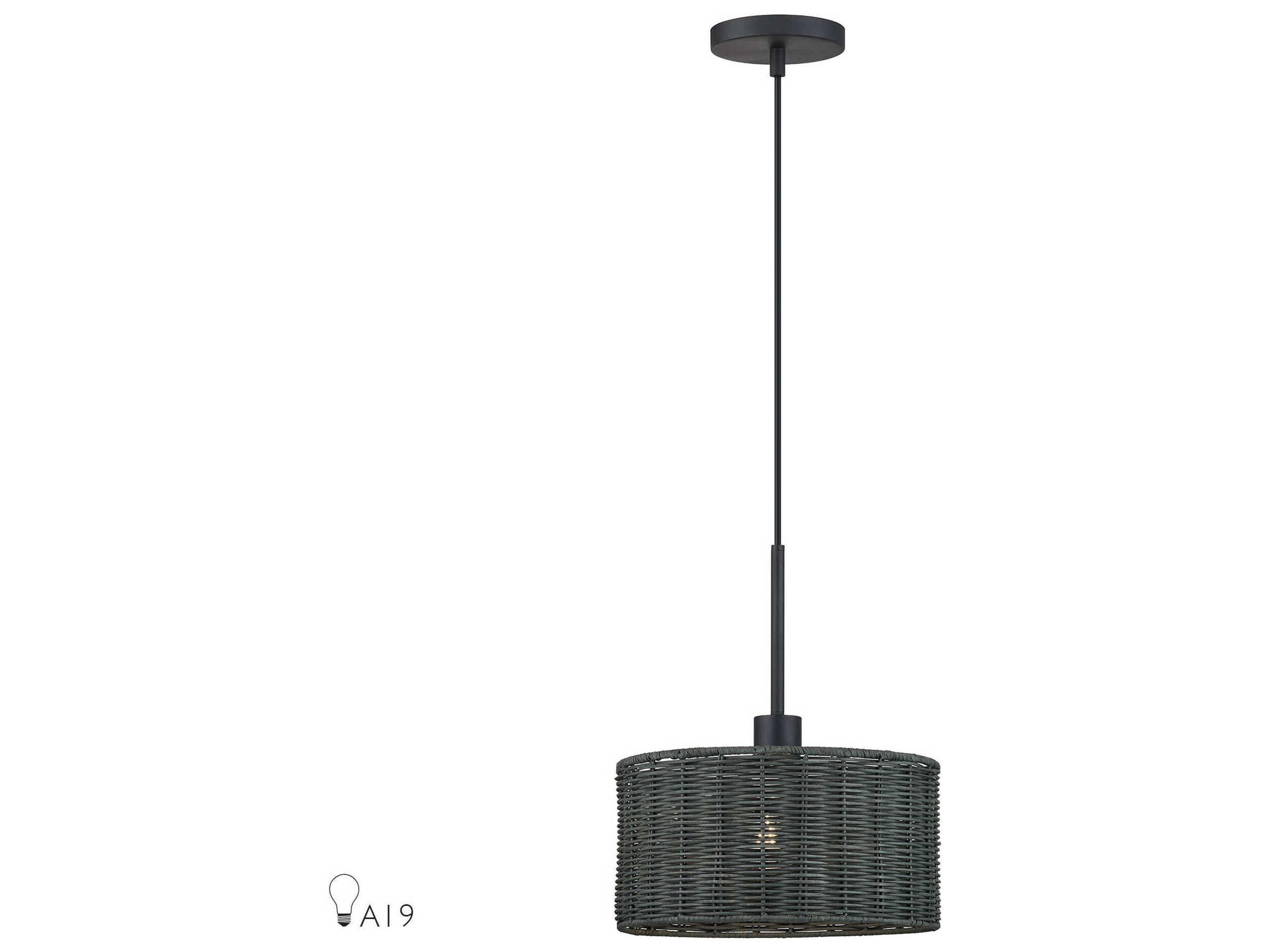 Livex Lighting Weavington 1-Light Black Drum Mini Pendant
