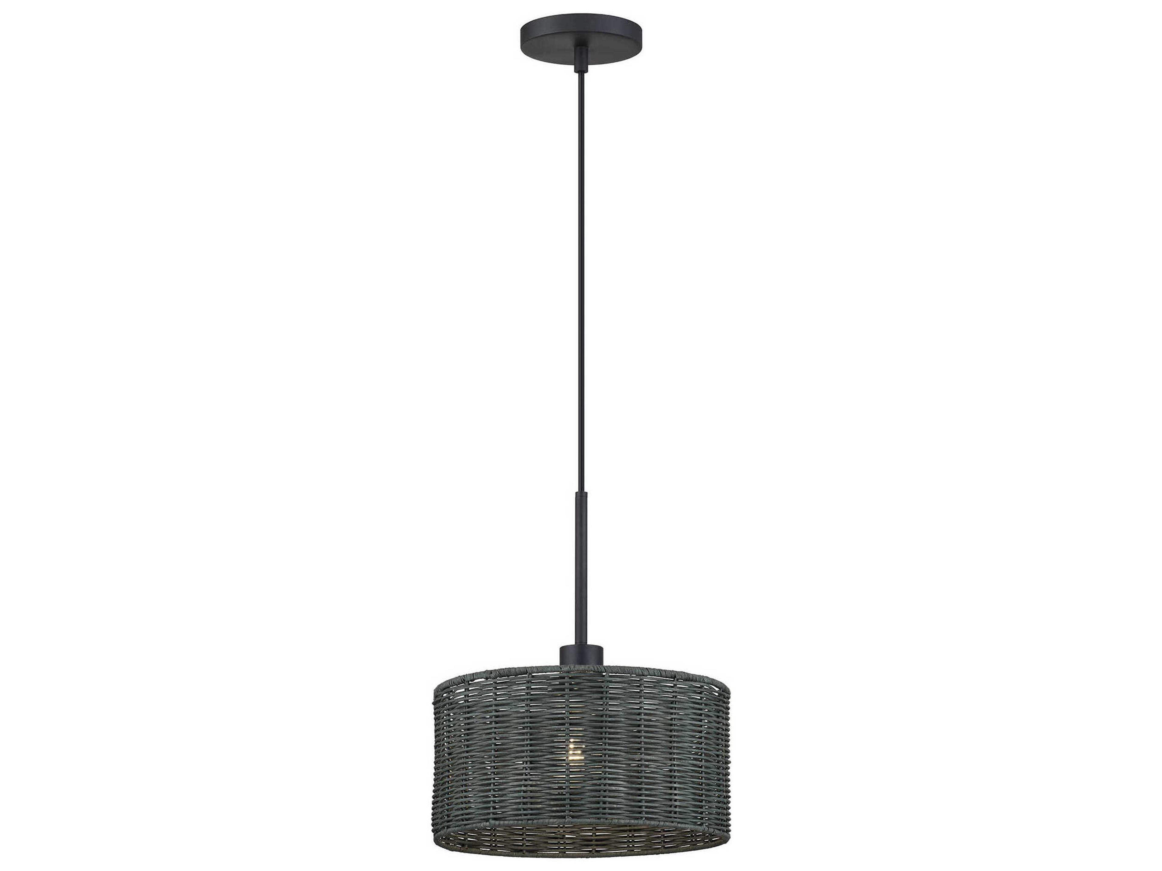Livex Lighting Weavington 1-Light Black Drum Mini Pendant