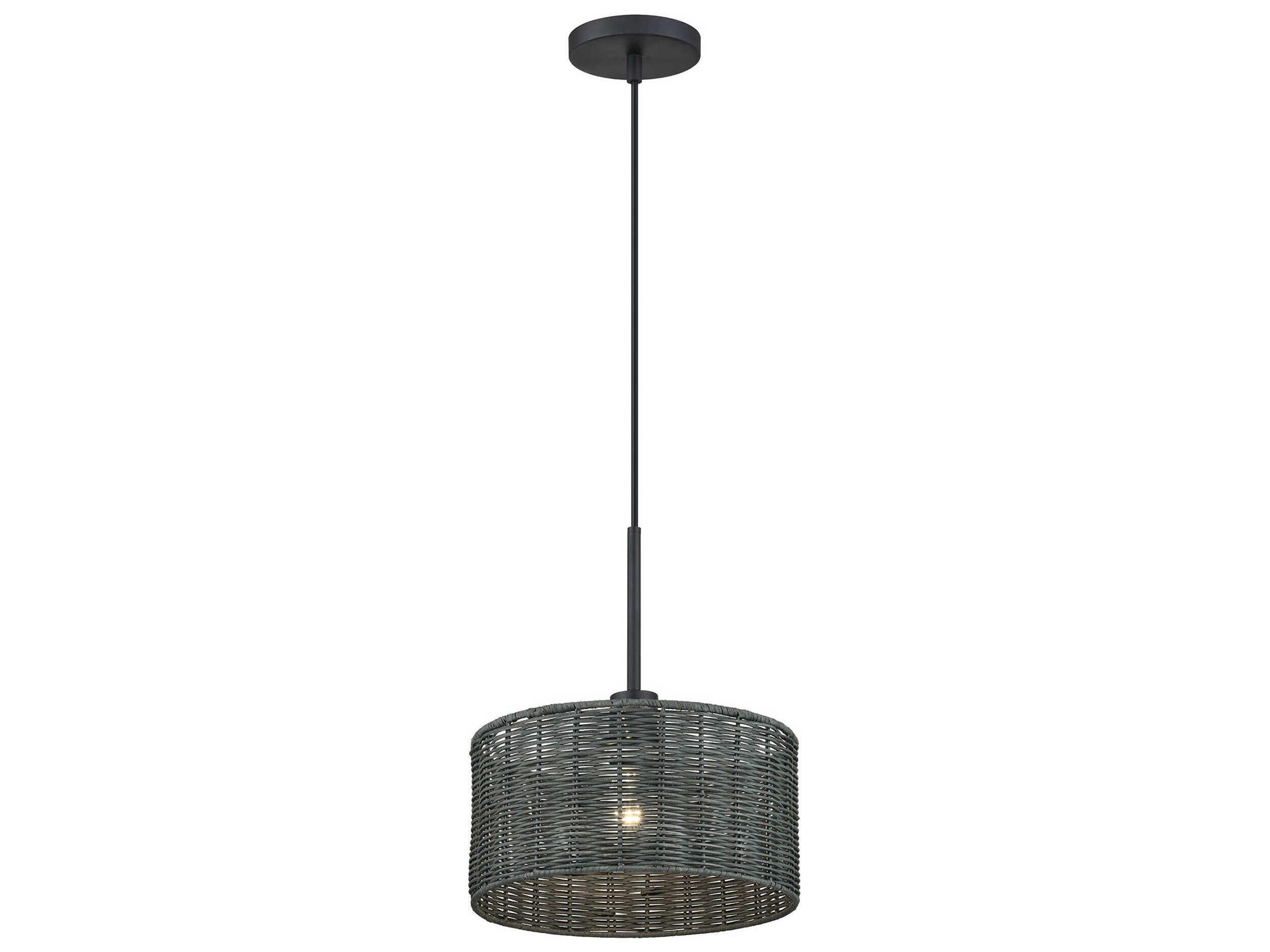 Livex Lighting Weavington 1-Light Black Drum Mini Pendant