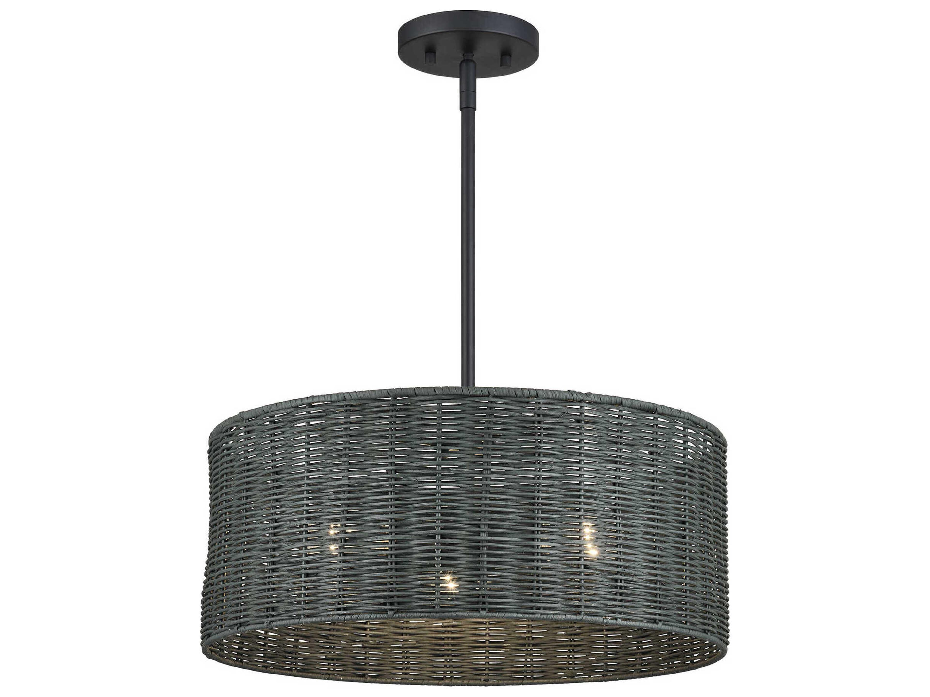 Livex Lighting Weavington 3-Light Black Drum Pendant