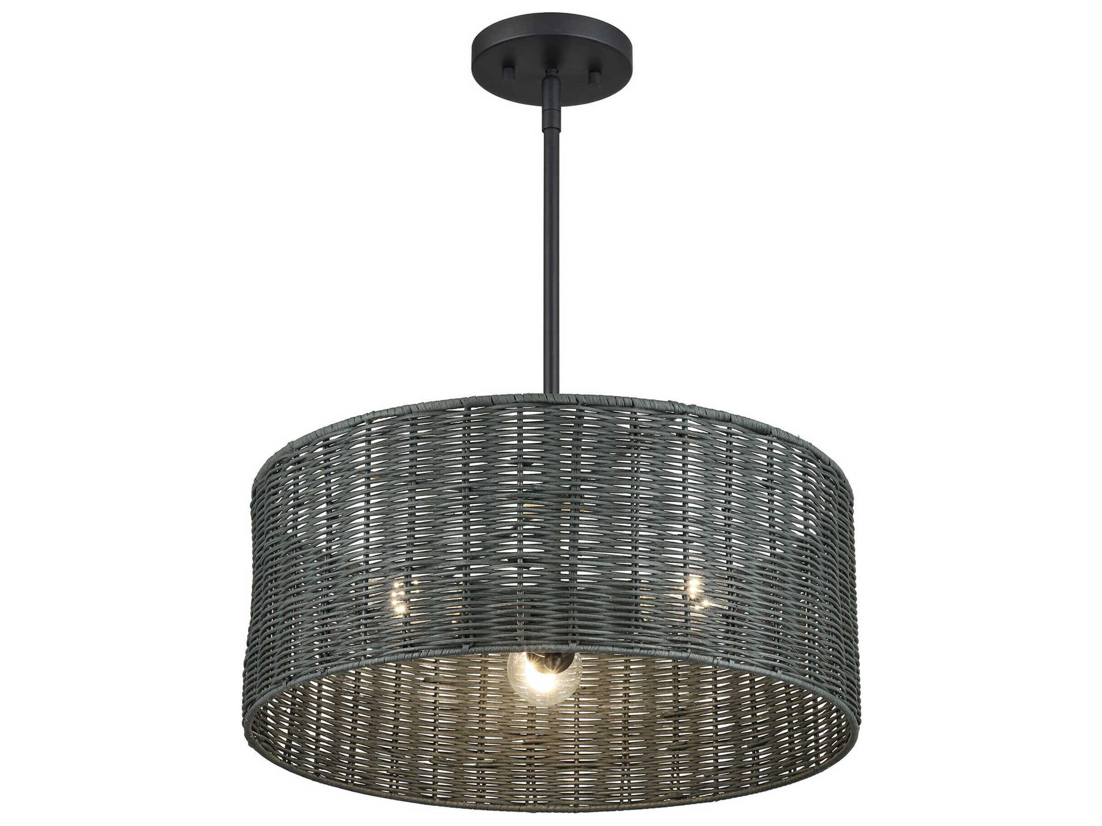 Livex Lighting Weavington 3-Light Black Drum Pendant