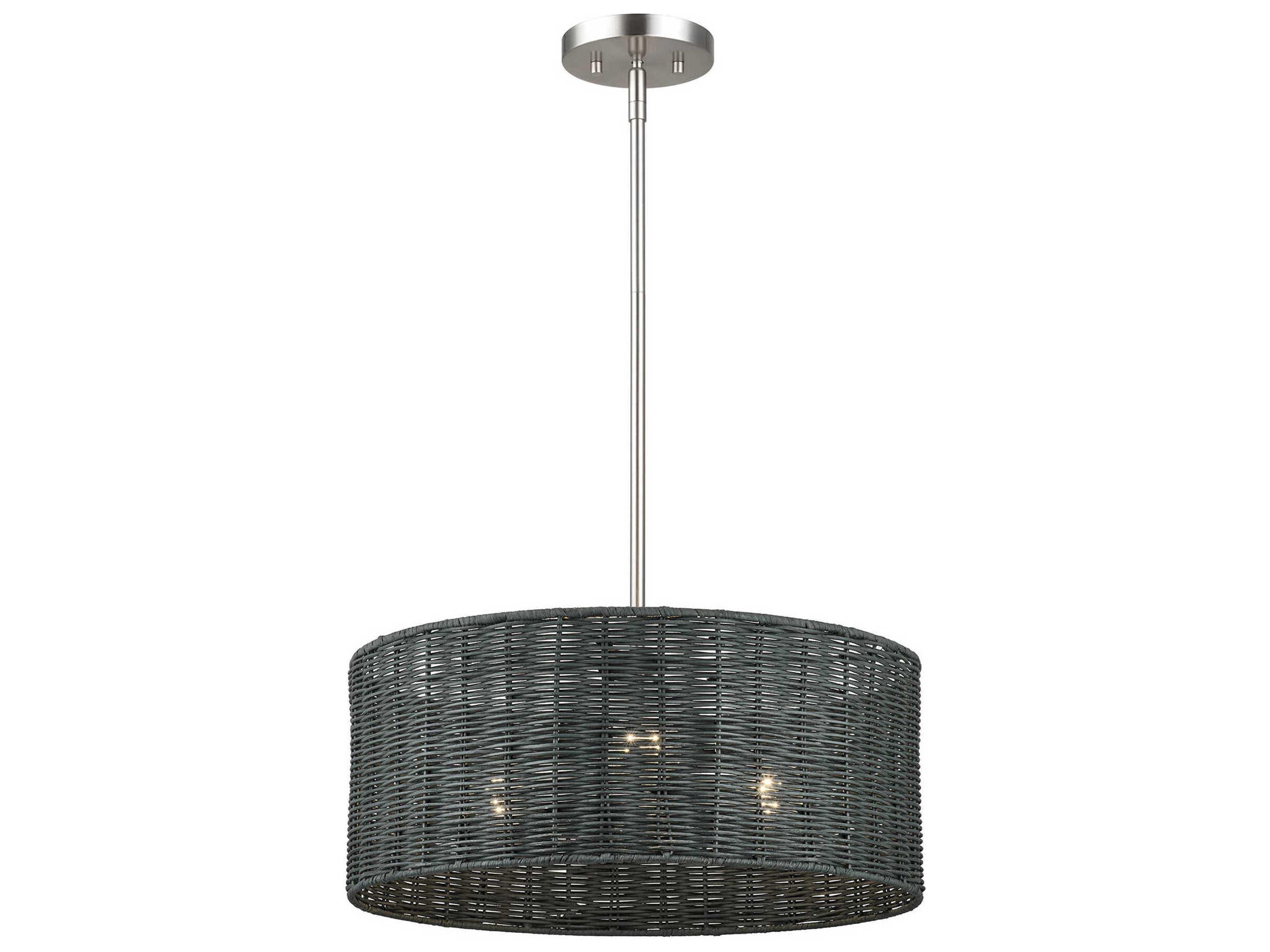 Livex Lighting Weavington 3-Light Brushed Nickel Drum Pendant