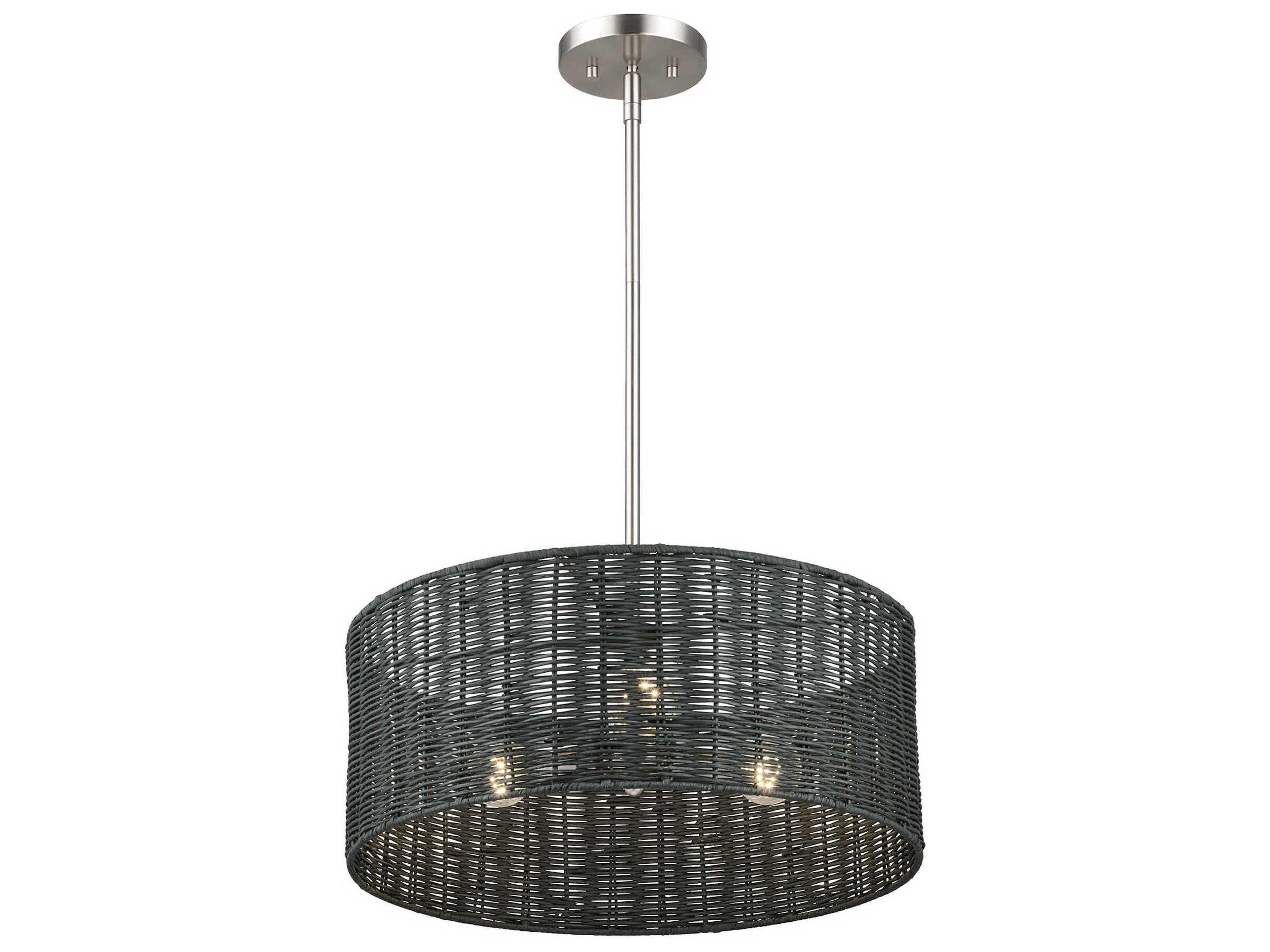 Livex Lighting Weavington 3-Light Brushed Nickel Drum Pendant