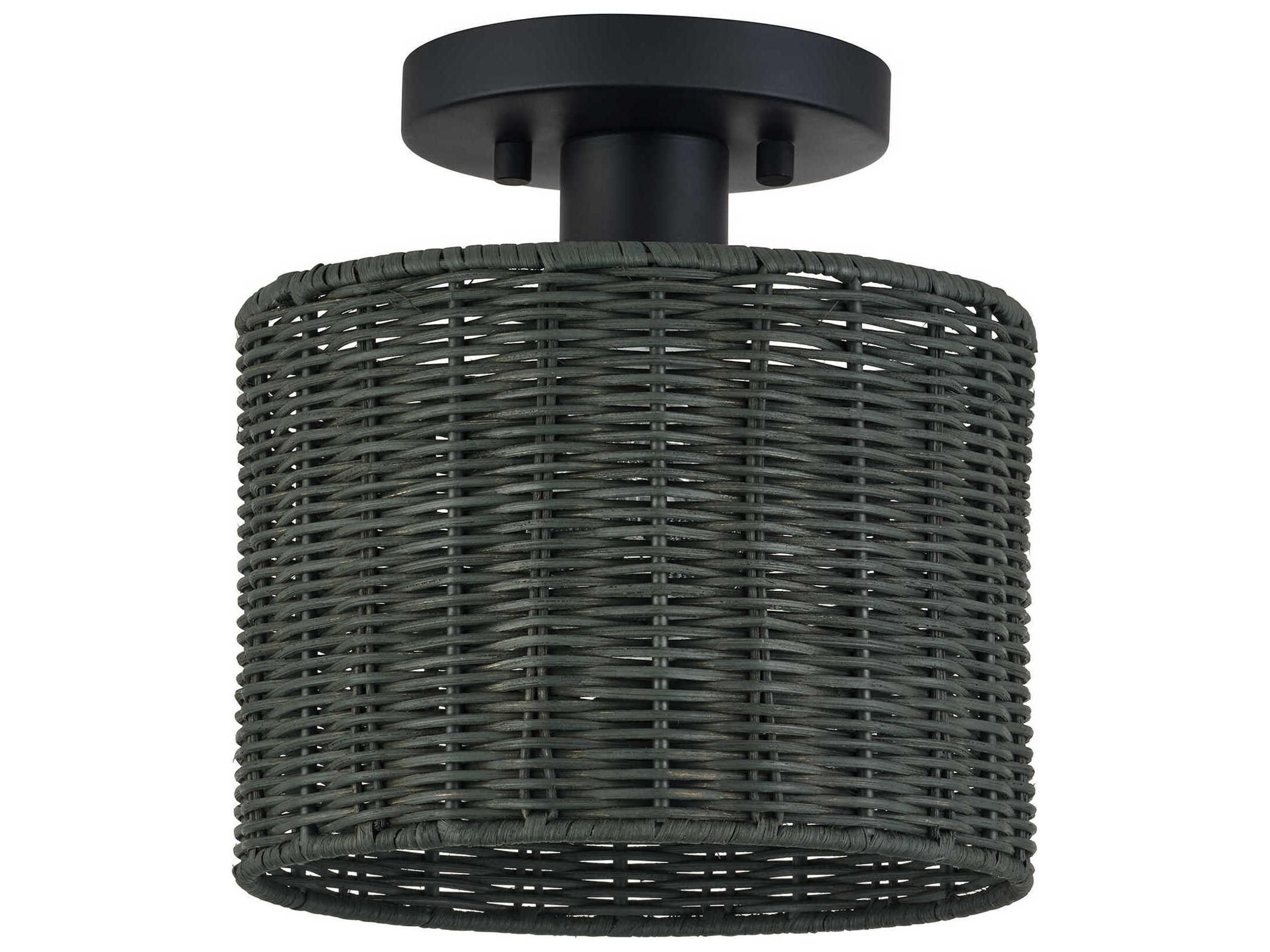 Livex Lighting Weavington 1-Light Black Drum Semi Flush Mount