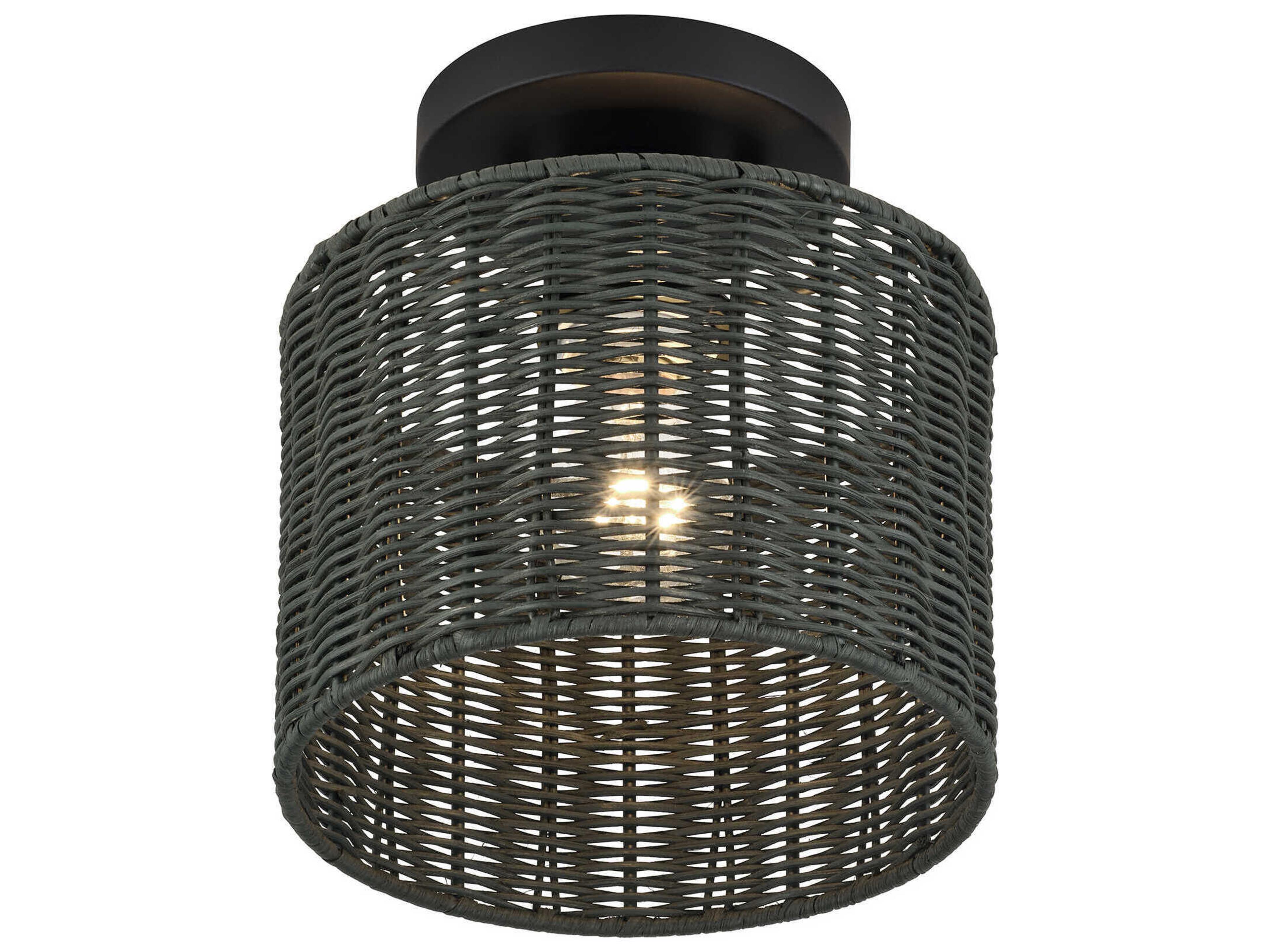 Livex Lighting Weavington 1-Light Black Drum Semi Flush Mount