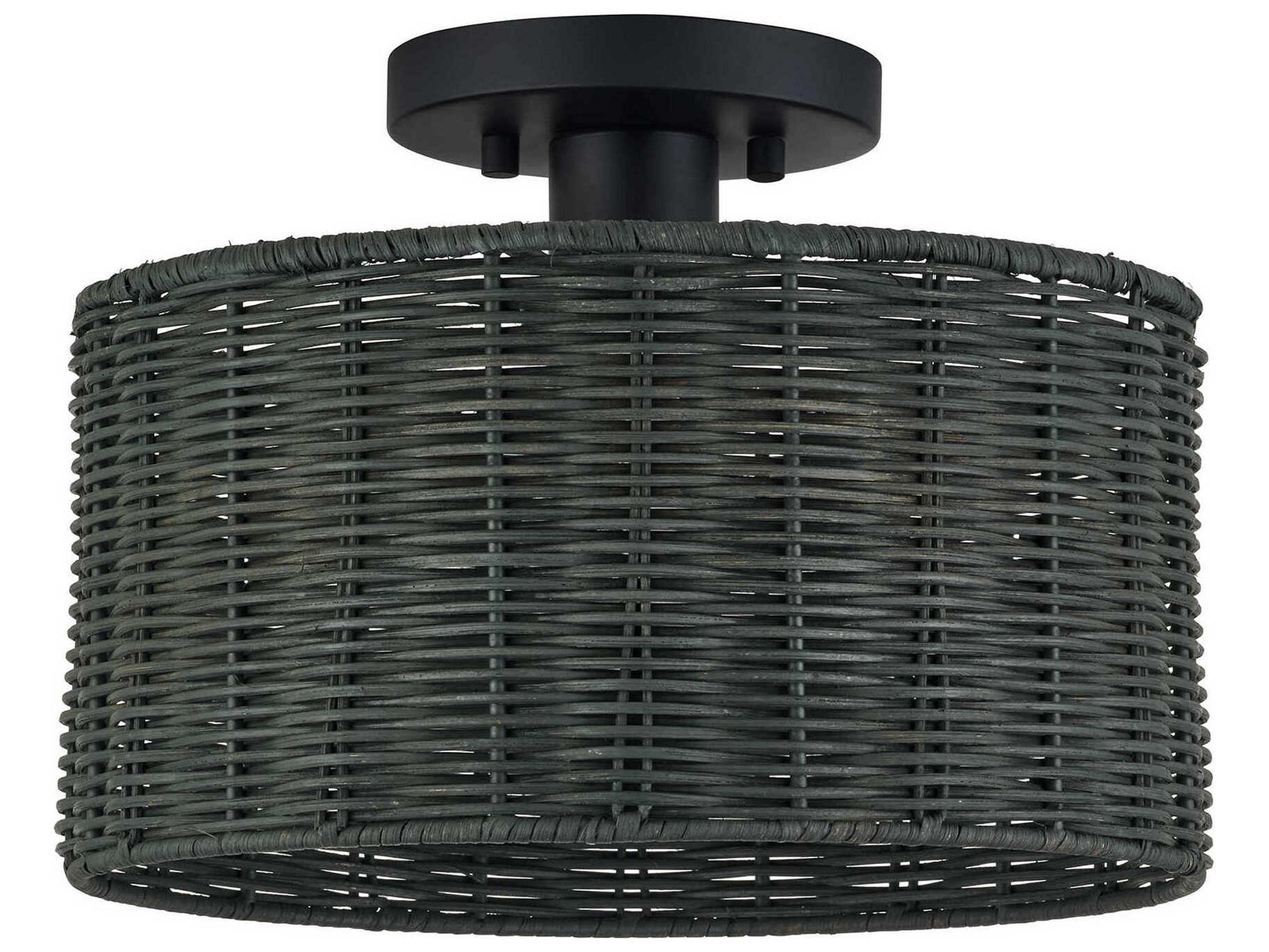 Livex Lighting Weavington 1-Light Black Drum Semi Flush Mount