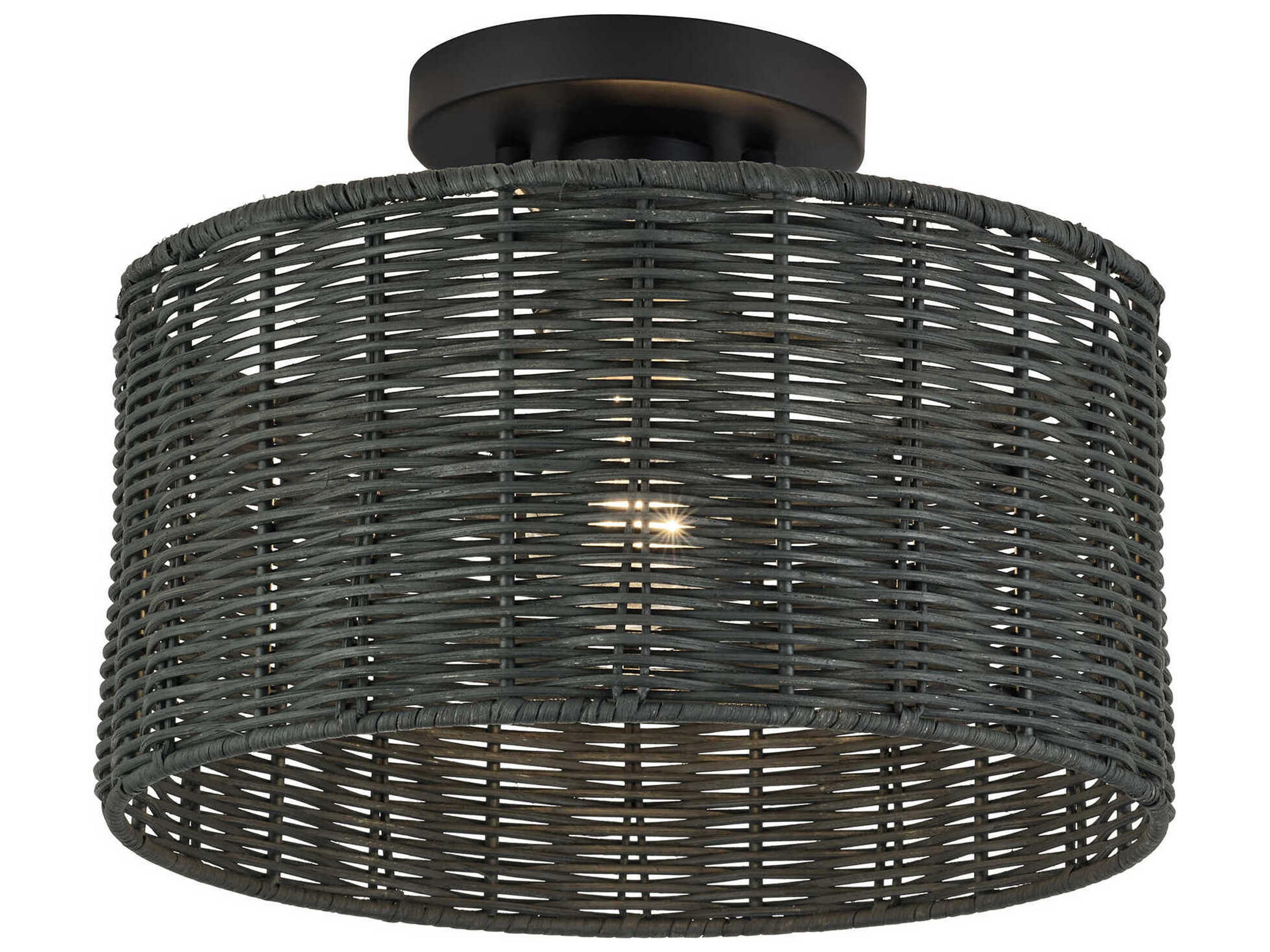 Weavington 1-Light Black Drum Semi Flush Mount