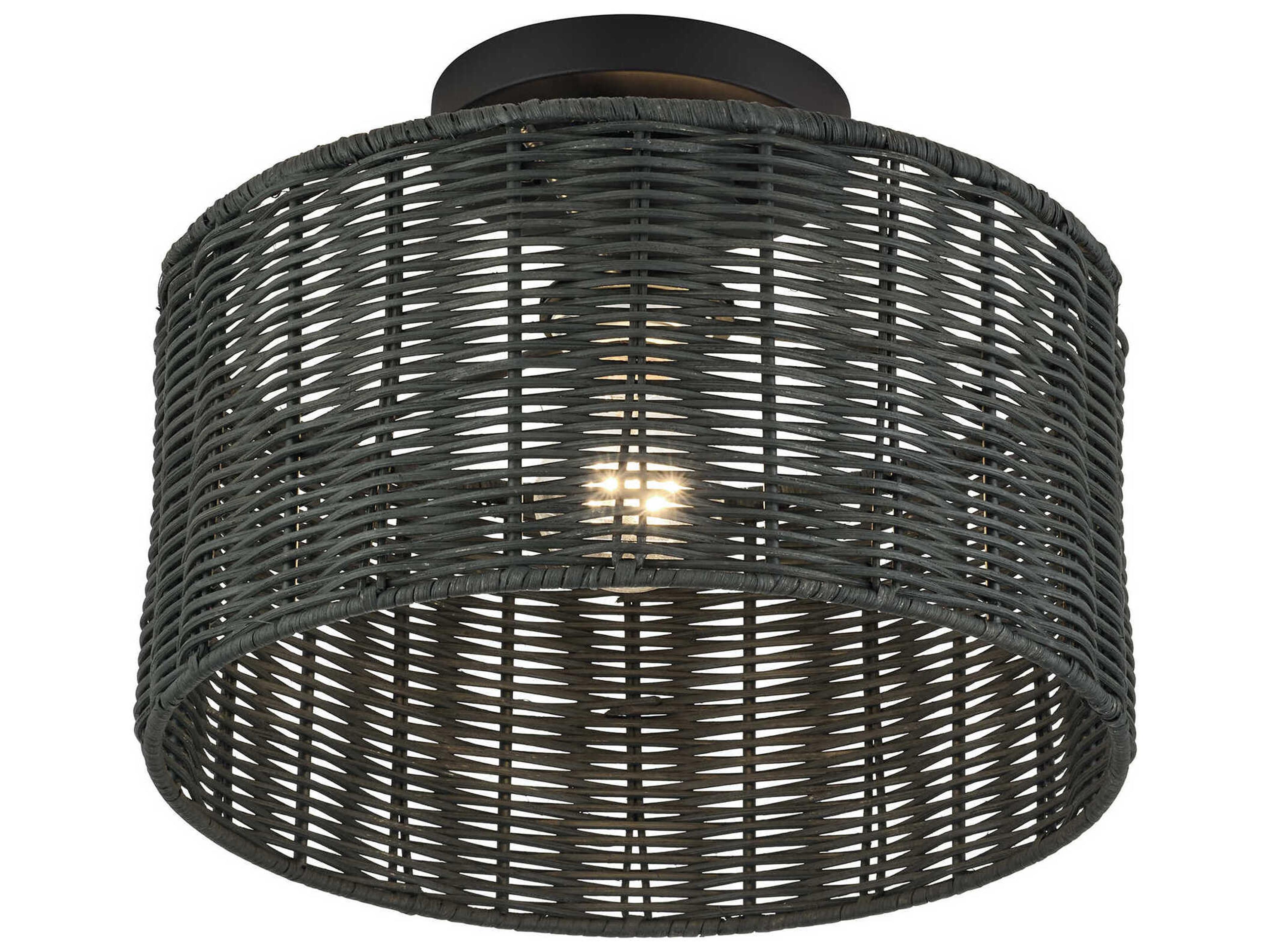 Livex Lighting Weavington 1-Light Black Drum Semi Flush Mount