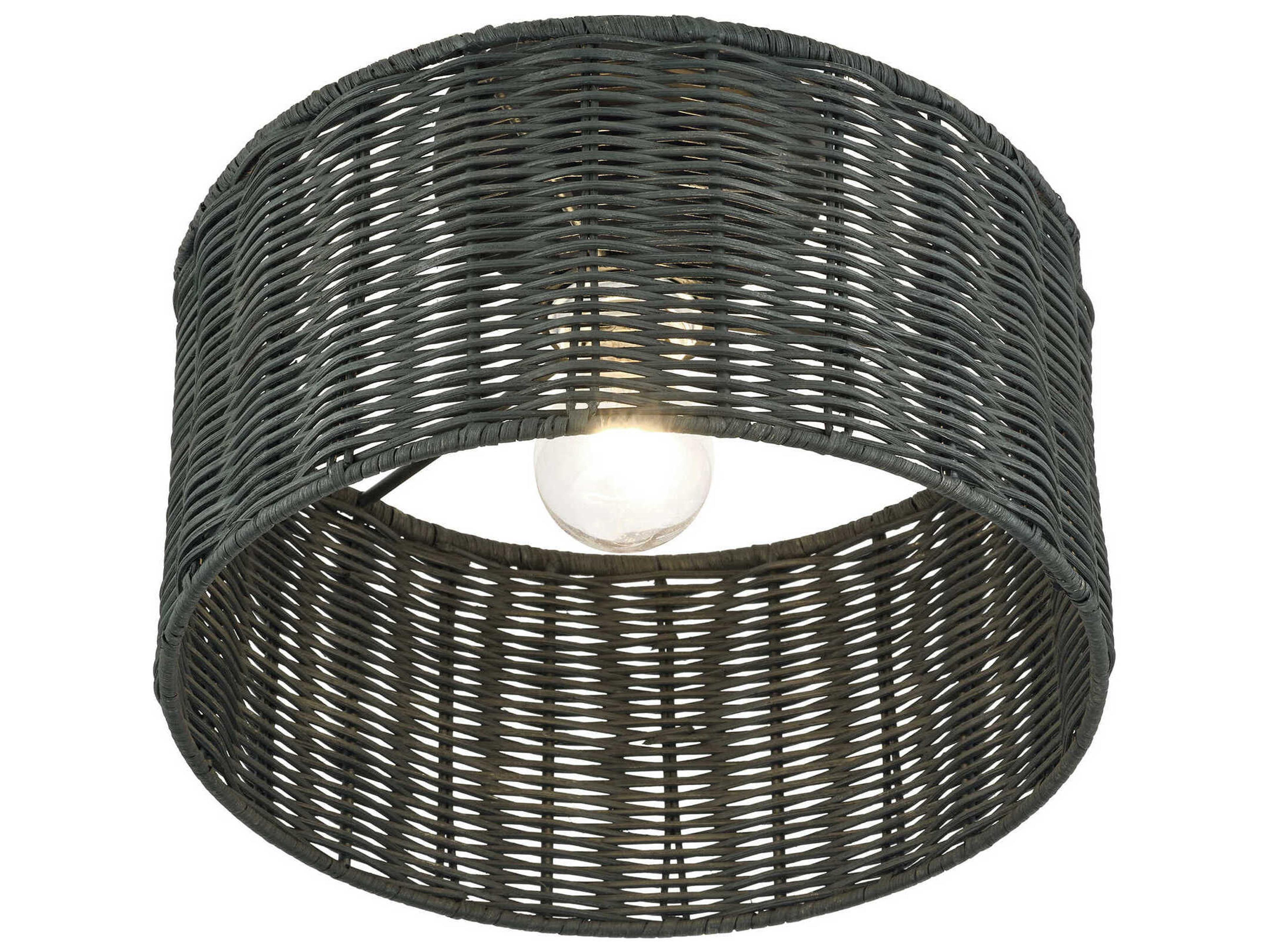 Livex Lighting Weavington 1-Light Black Drum Semi Flush Mount