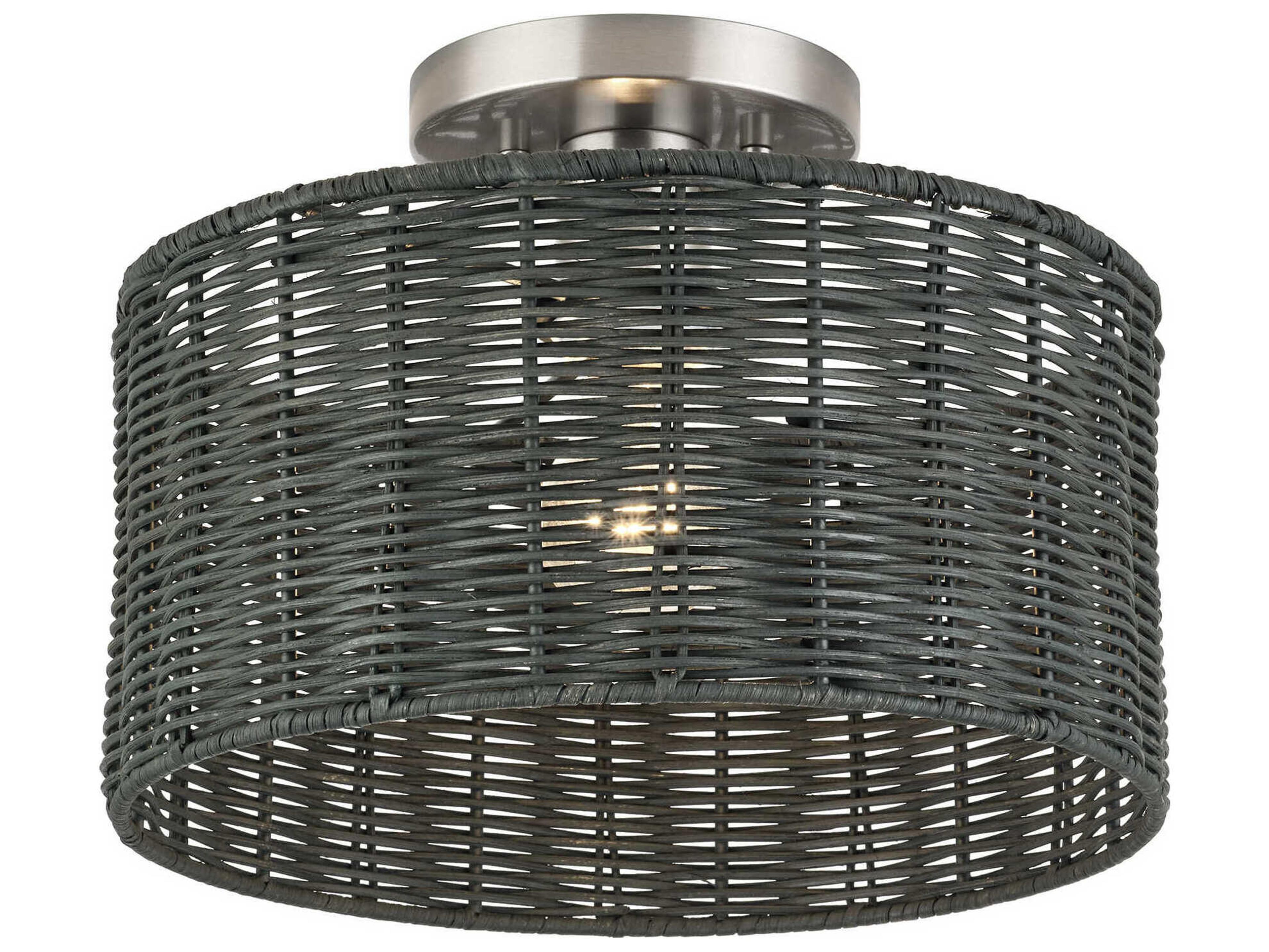 Weavington 1-Light Brushed Nickel Drum Semi Flush Mount