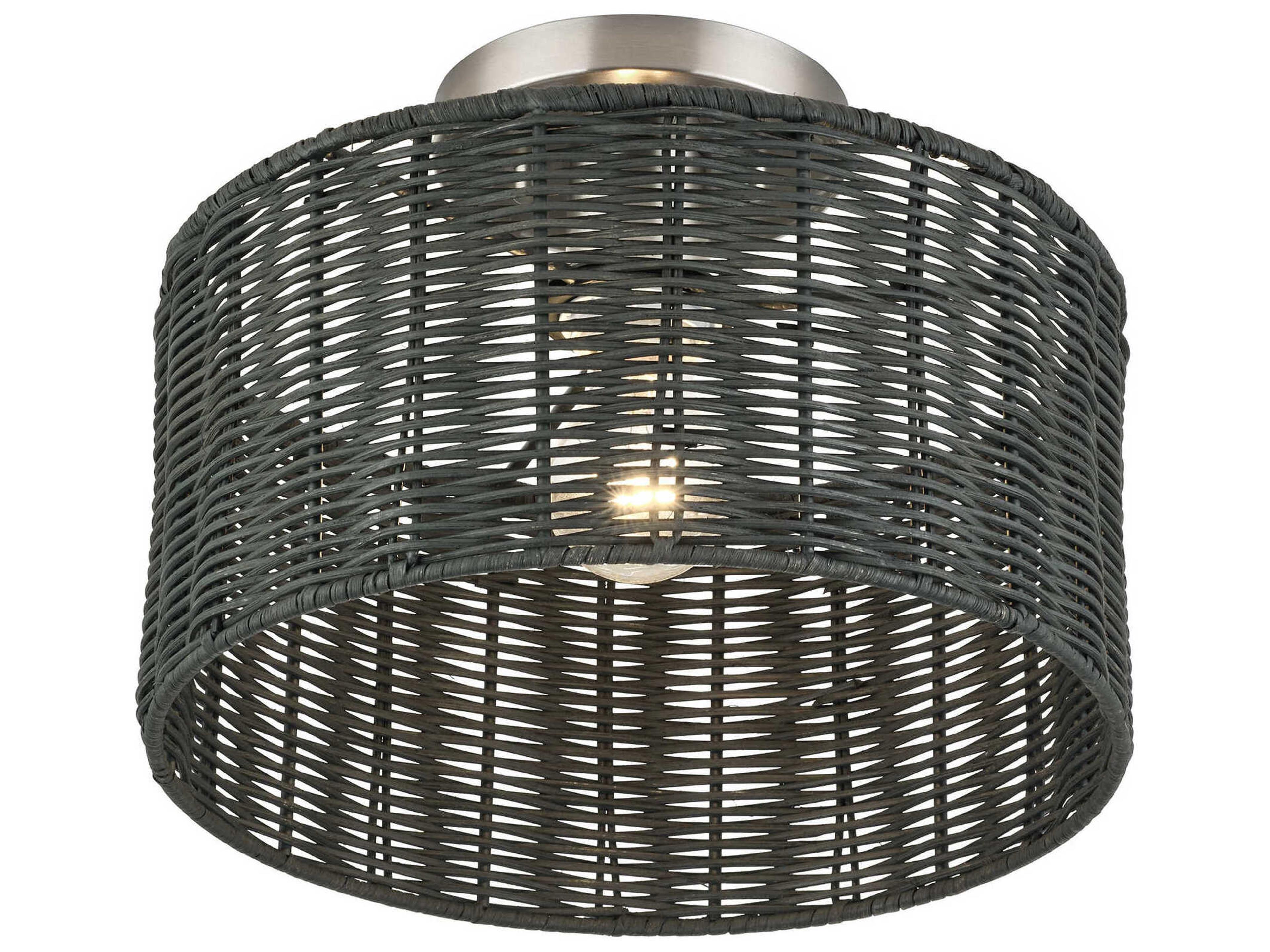 Livex Lighting Weavington 1-Light Brushed Nickel Drum Semi Flush Mount