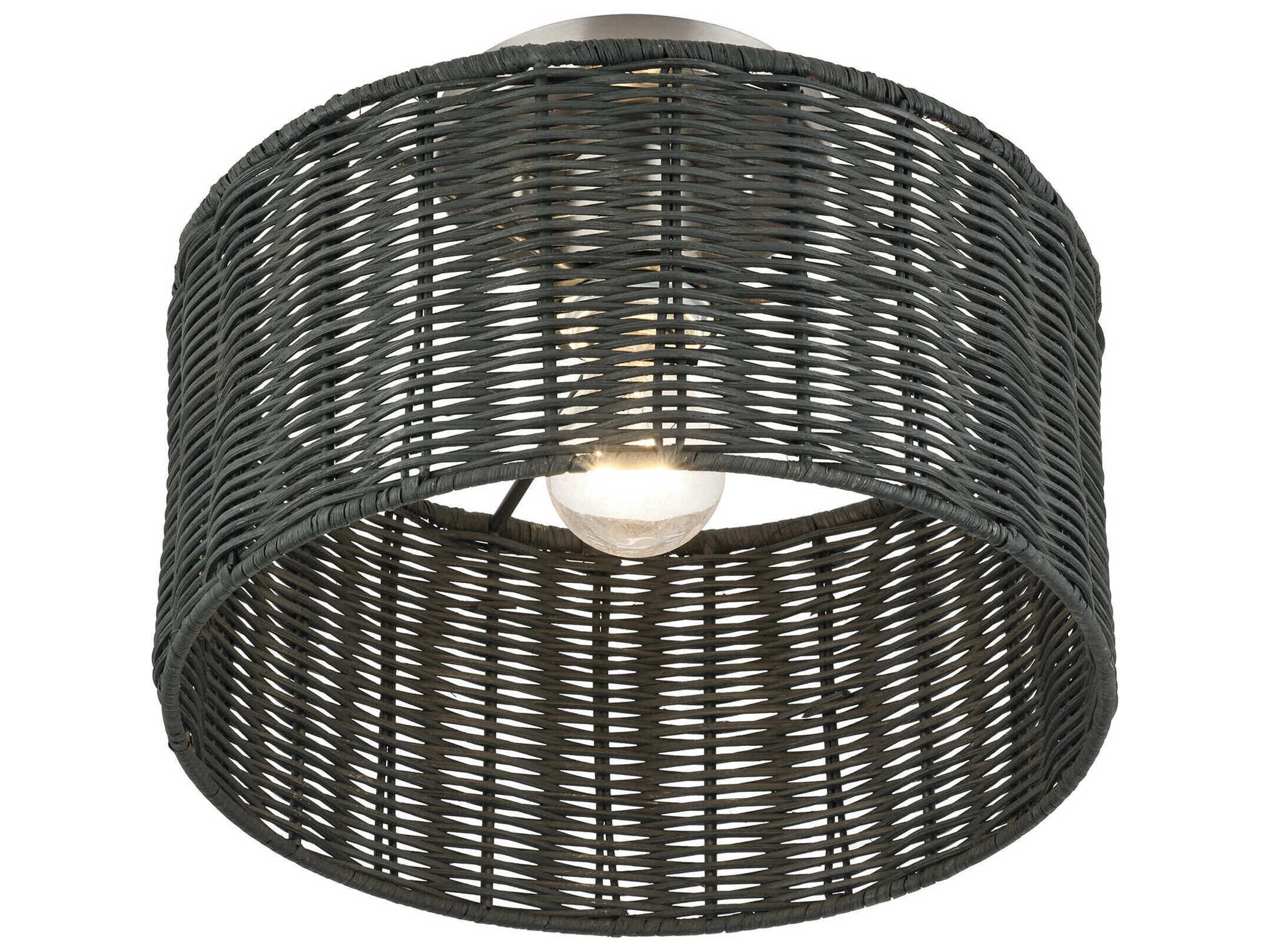 Livex Lighting Weavington 1-Light Brushed Nickel Drum Semi Flush Mount