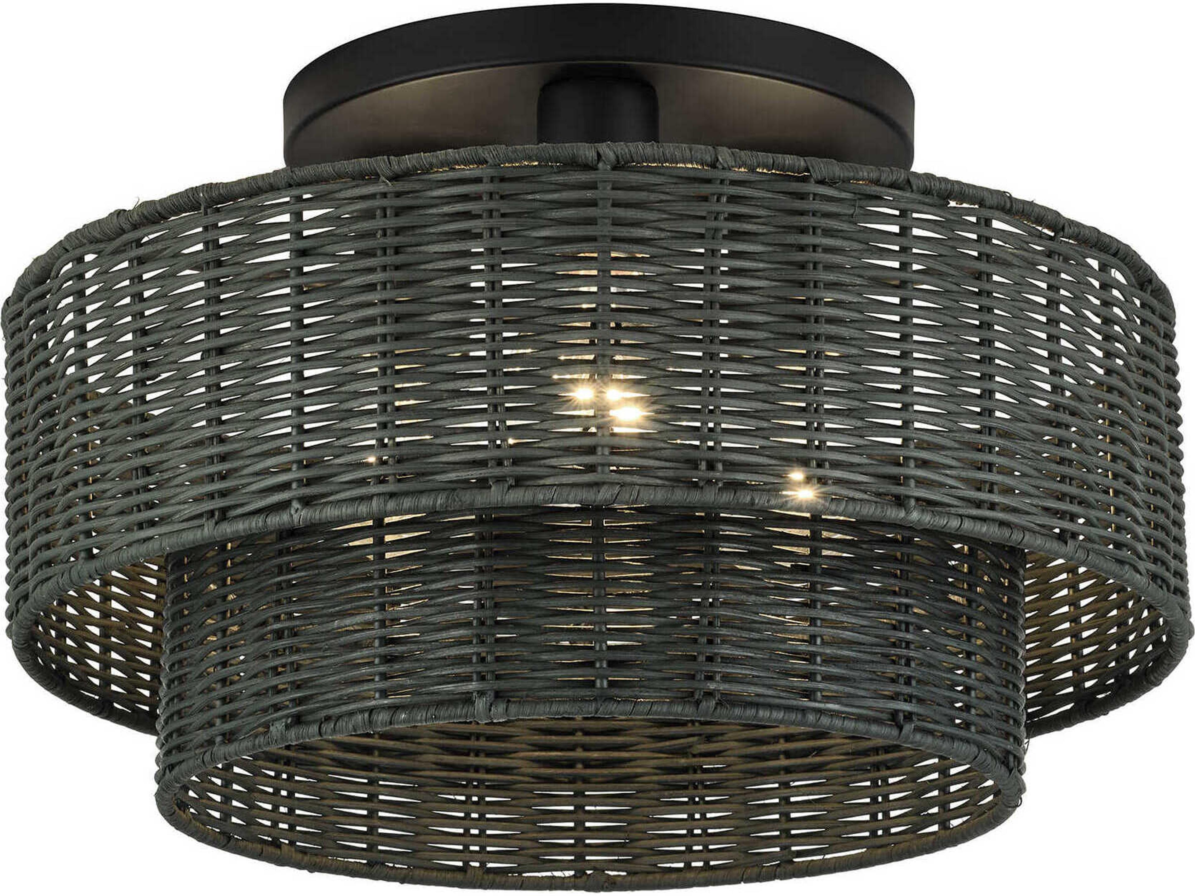 Weavington 3-Light Black Drum Semi Flush Mount