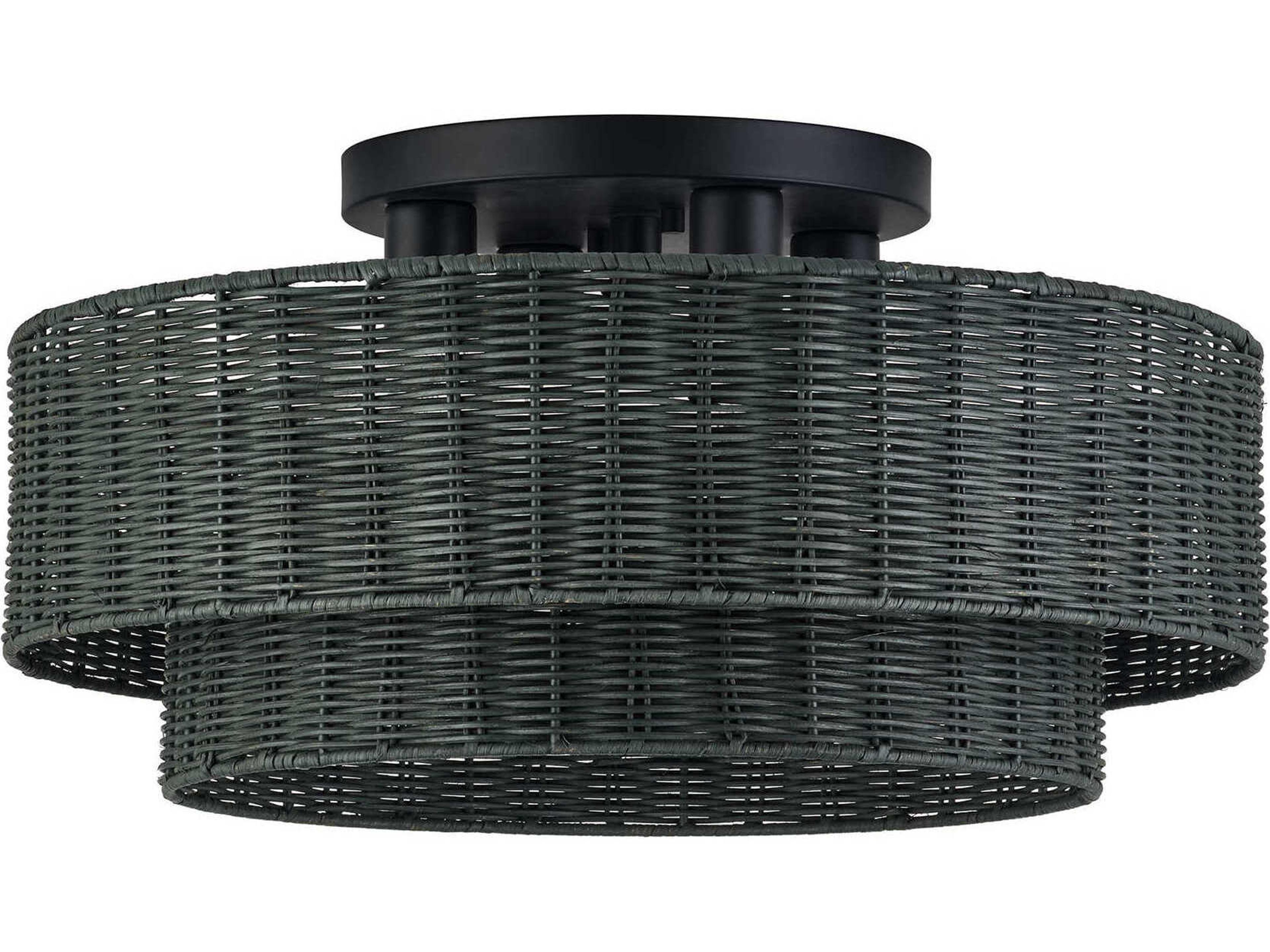 Livex Lighting Weavington 4-Light Black Drum Semi Flush Mount